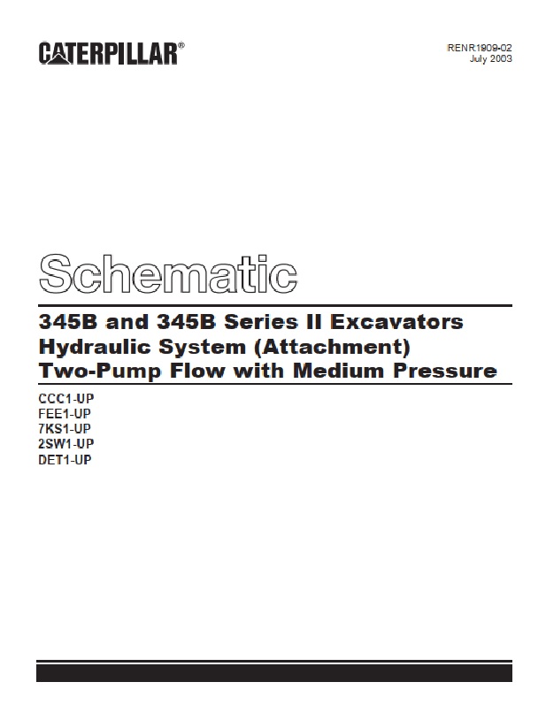 Caterpillar 345B, 345B Series II Excavators Hydraulic System (Attachment) Schematic RENR1909-02