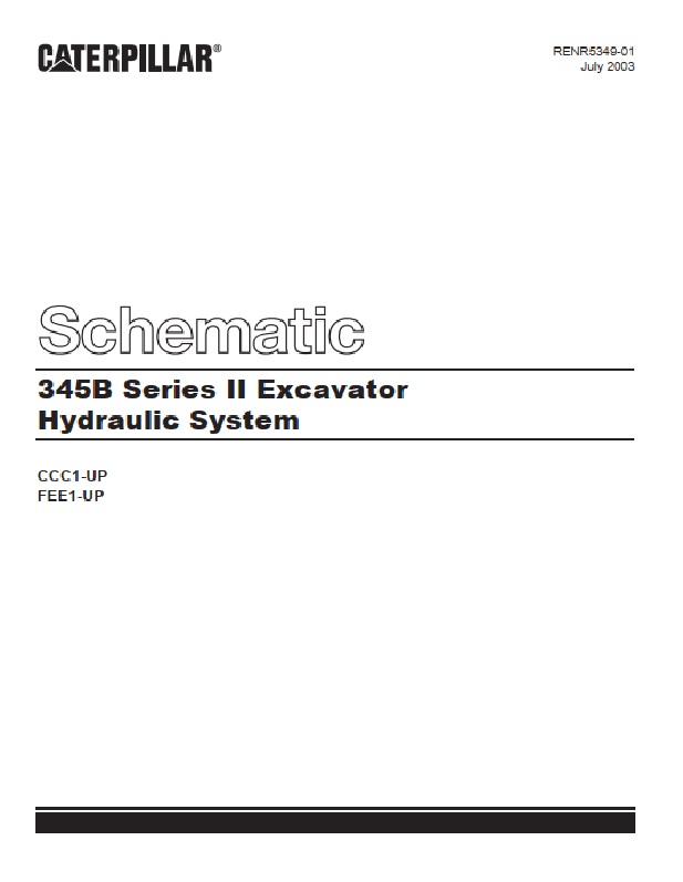 Caterpillar 345B Series II Excavator Hydraulic System Schematic RENR5349-01