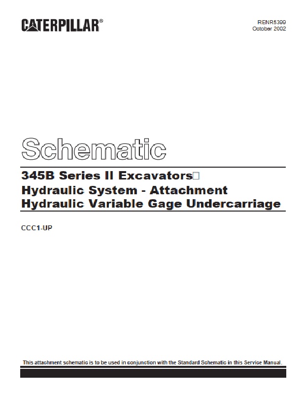 Caterpillar 345B Series II Excavators Hydraulic System - Attachment Schematic RENR5399