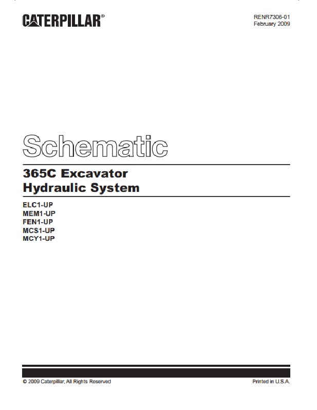 Caterpillar 365C Excavator Hydraulic System Schematic RENR7306-01