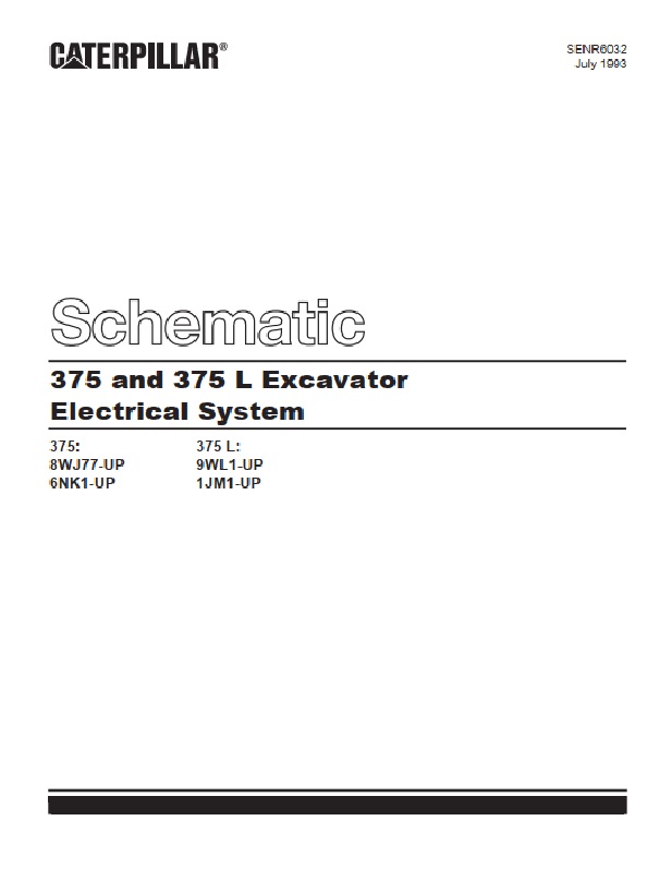 Caterpillar 375, 375L Excavator Electrical System Schematic SENR6032