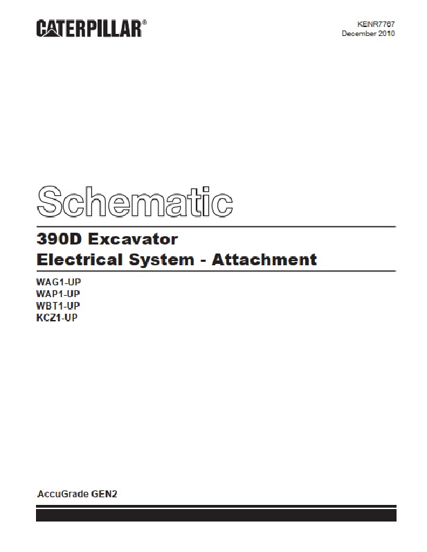 Caterpillar 390D Excavator Electrical System - Attachment Schematic KENR7767