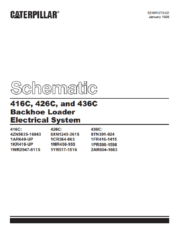 Caterpillar 416C, 426C, 436C Backhoe Loader Electrical System Schematic SENR1276-02