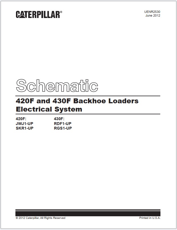 Caterpillar 420F, 430F Backhoe Loaders Electrical System Schematic UENR2530