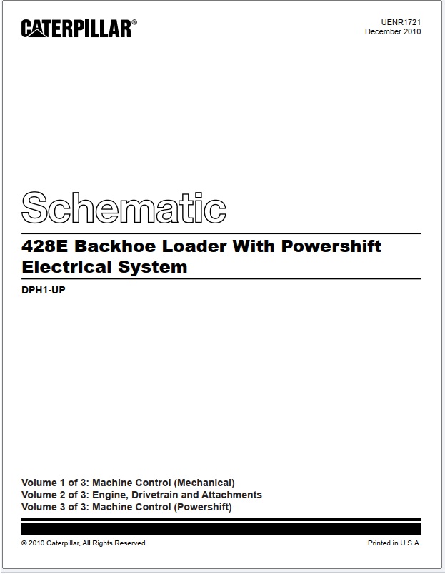 Caterpillar 428E Backhoe Loader With Powershift Electrical System Schematic UENR1721