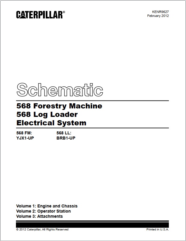 Caterpillar 568 Forestry Machine, 568 Log Loader Electrical System Schematic KENR9627
