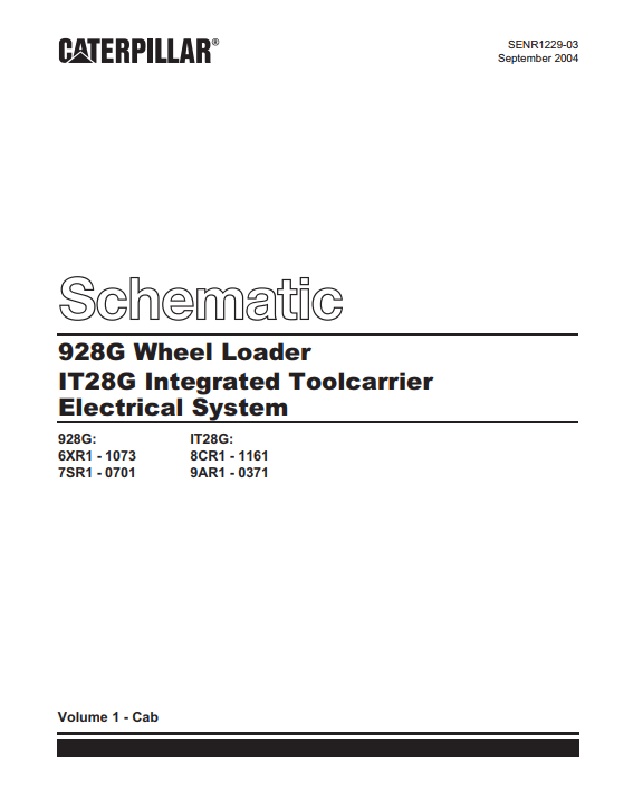 Caterpillar 928G Wheel Loader IT28G Integrated Toolcarrier Electrical System Schematic SENR1229-03