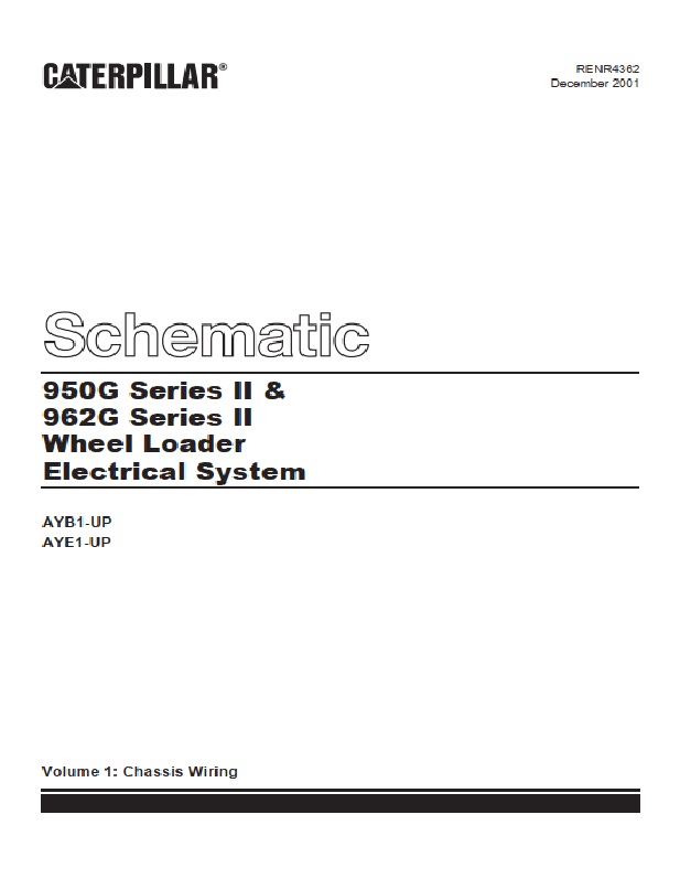 Caterpillar 950G, 962G Series II Wheel Loader Electrical System Schematic RENR4362