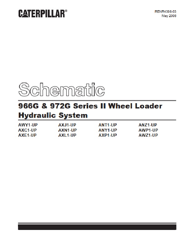Caterpillar 966G, 972G Series II Wheel Loader Hydraulic System Schematic RENR4398-03