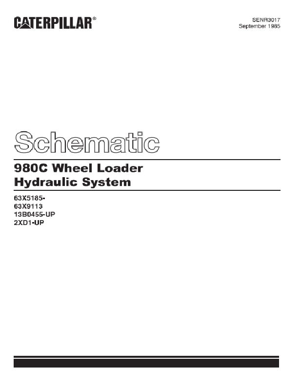 Caterpillar 980C Wheel Loader Hydraulic System Schematic SENR3017
