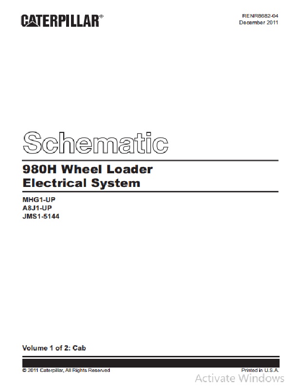 Caterpillar 980H Wheel Loader Electrical System Schematic RENR8682-04