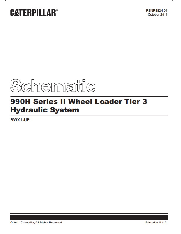 Caterpillar 990H Series II Wheel Loader Tier 3 Hydraulic System Schematic RENR8824-01