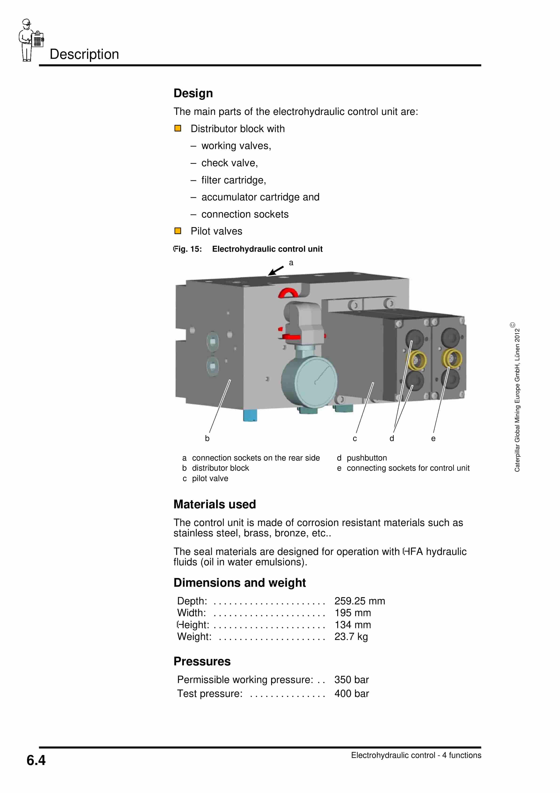 Caterpillar Electrohydraulic Control Unit, 4 Functions Operating Manual 8154 181 000 BA 00-4