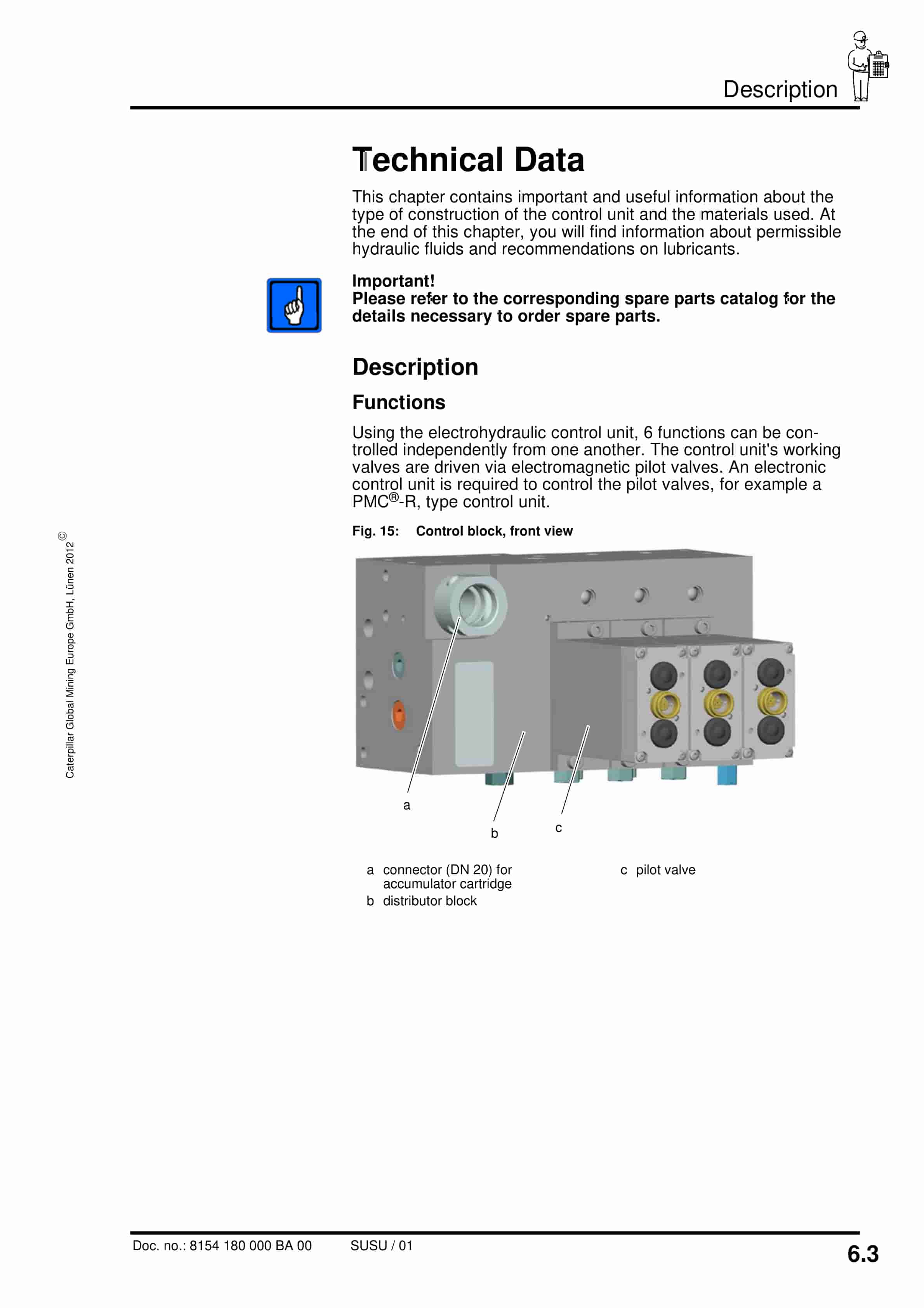 Caterpillar Electrohydraulic Control Unit, 6 Functions Operating Manual 8154 180 000 BA 00-4