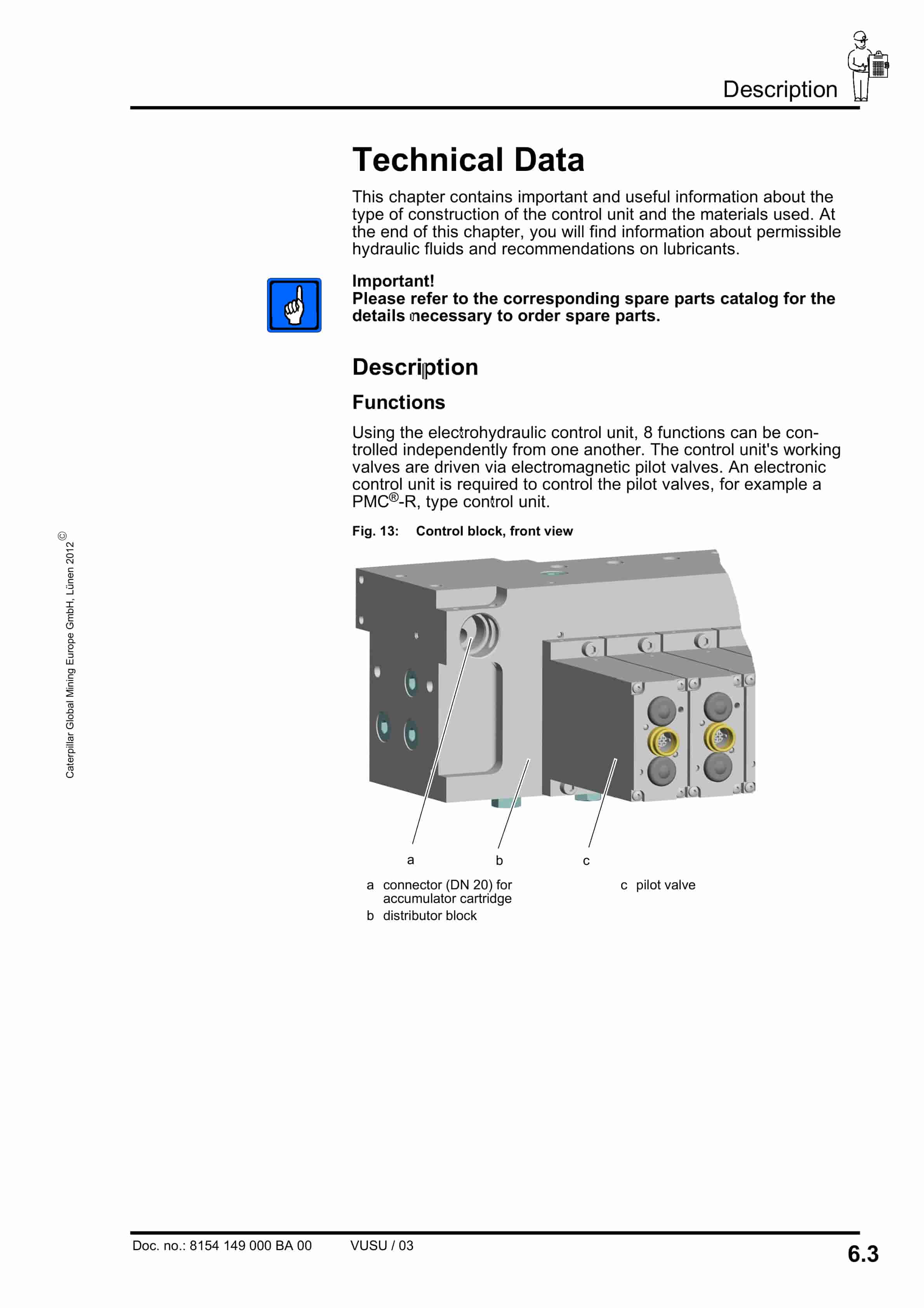 Caterpillar Electrohydraulic Control Unit, 8 Functions Operating Manual 8154 149 000 BA 00-4