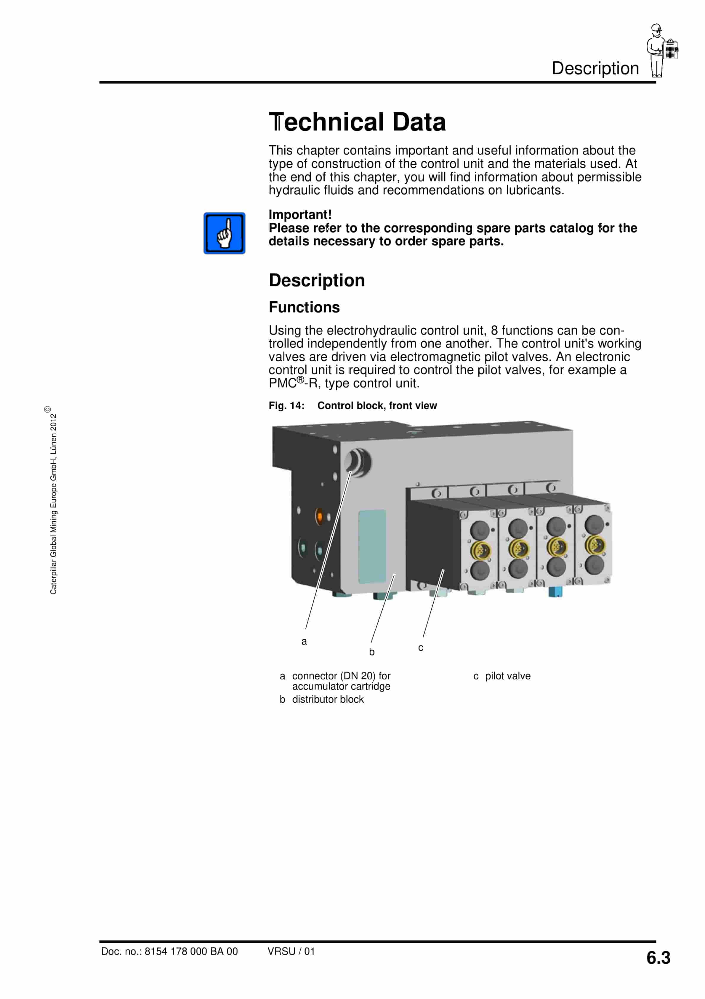 Caterpillar Electrohydraulic Control Unit, 8 Functions Operating Manual 8154 178 000 BA 00-4