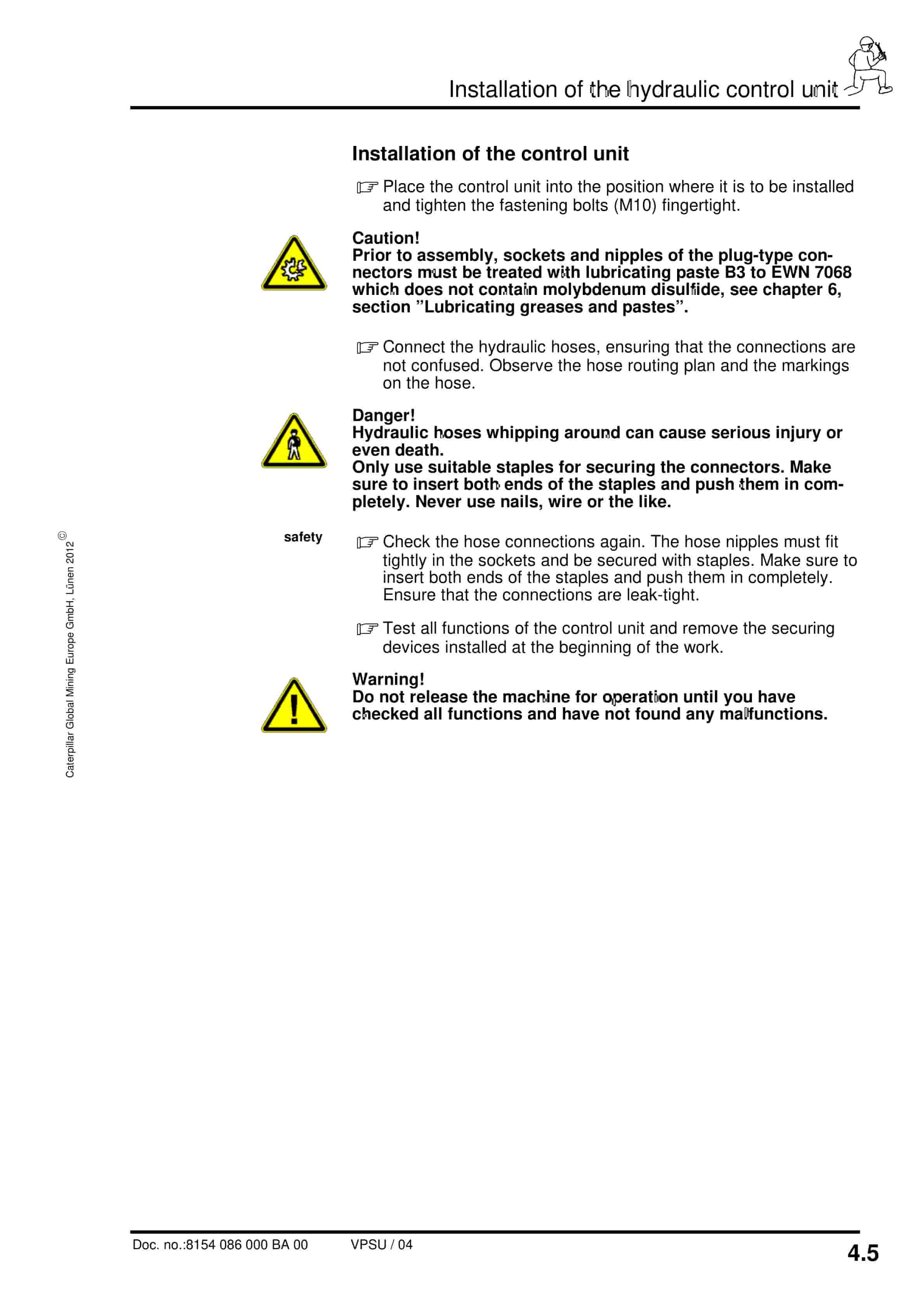 Caterpillar Hydraulic Control Unit, 20 Functions Operating Manual 8154 086 000 BA 00-2