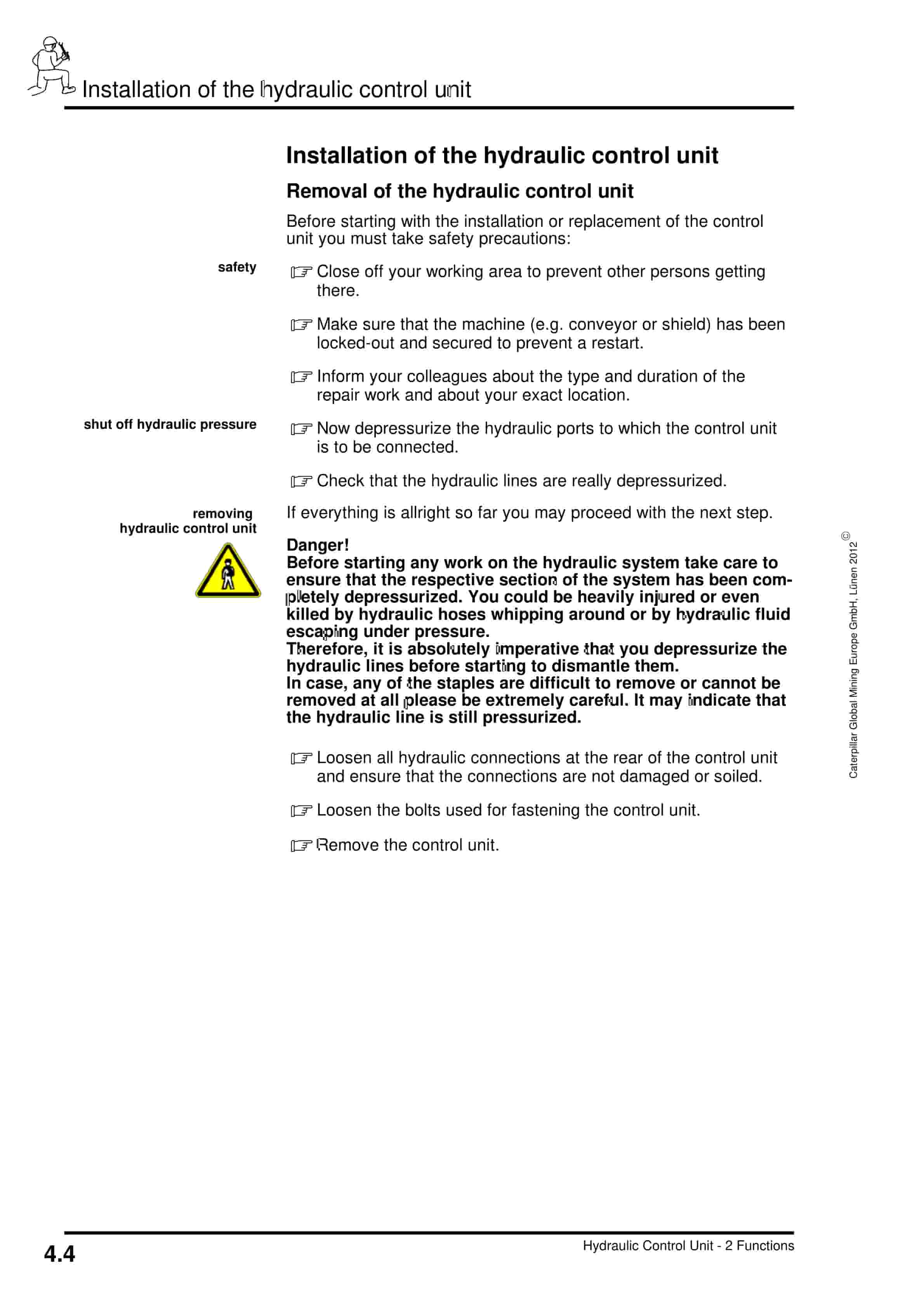 Caterpillar Hydraulic Control Unit, 4 Functions Operating Manual 8154 018 000 BA 00-2