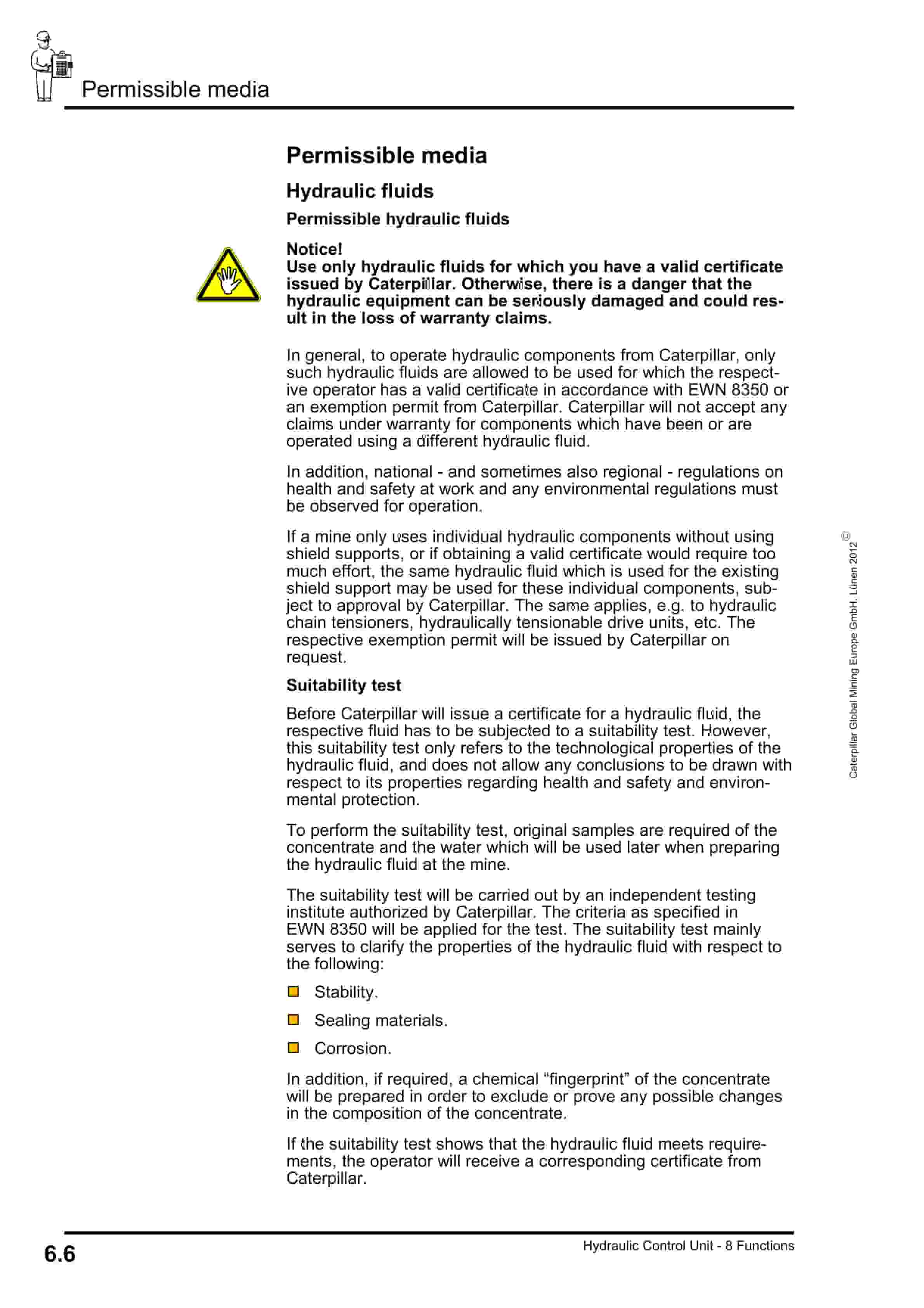 Caterpillar Hydraulic Control Unit, 8 Functions Operating Manual 8154 179 000 BA 00-5