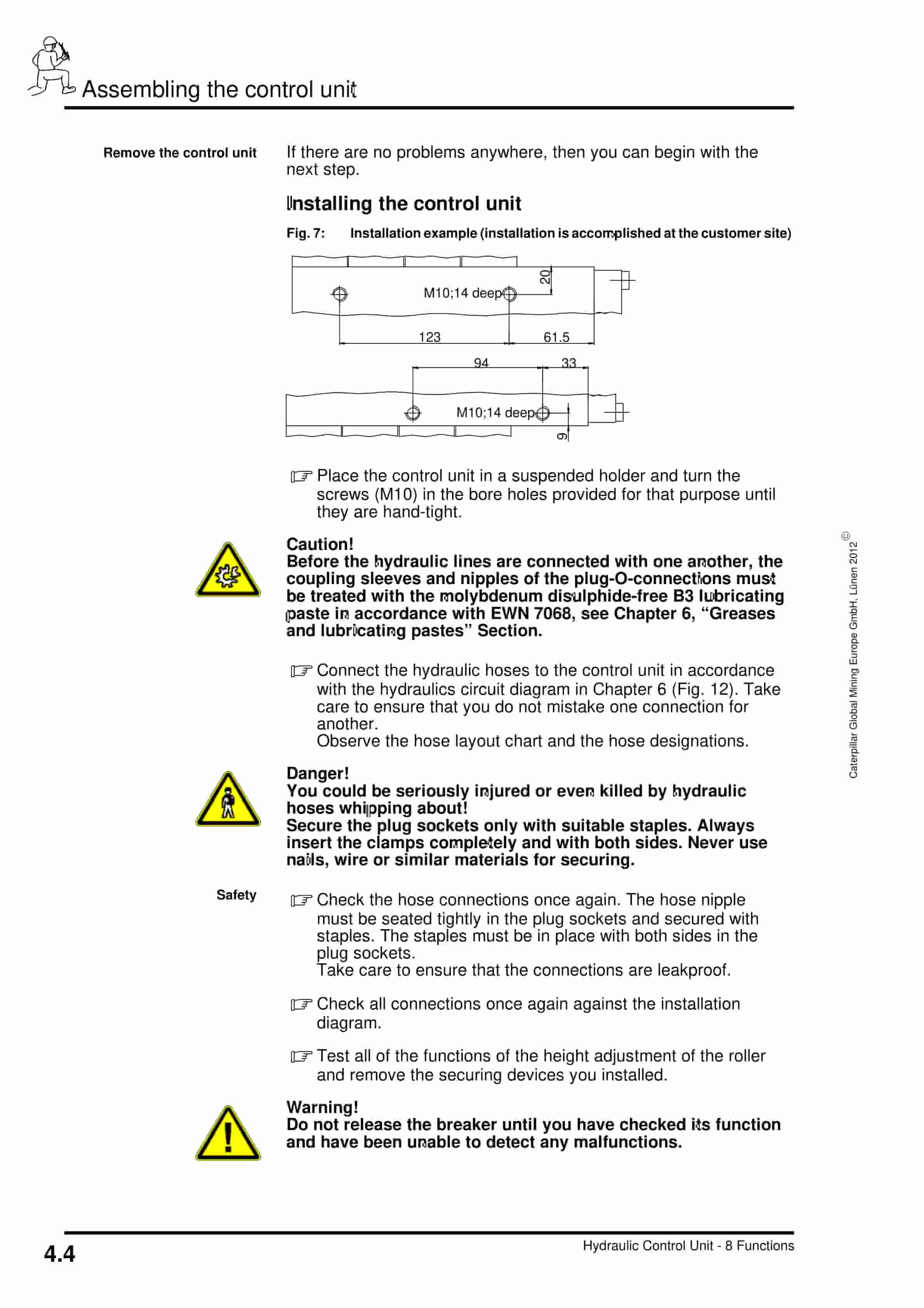Caterpillar Hydraulic Control Unit, 8 Functions Operating Manual 8401 007 200 BA 00-2