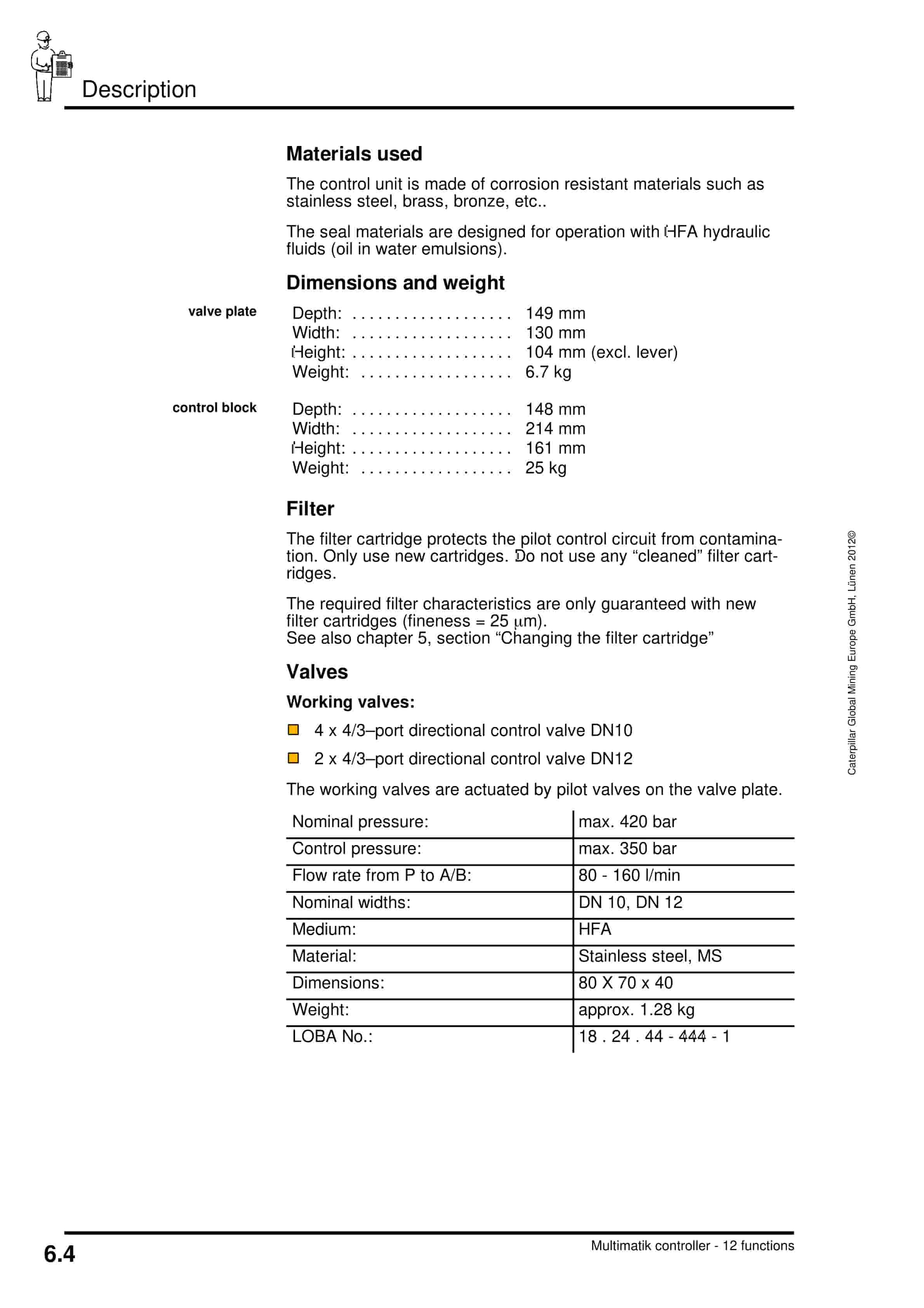 Caterpillar Multimatik Controller, 12 Functions Operating Manual 8154 162 000 BA 00-5
