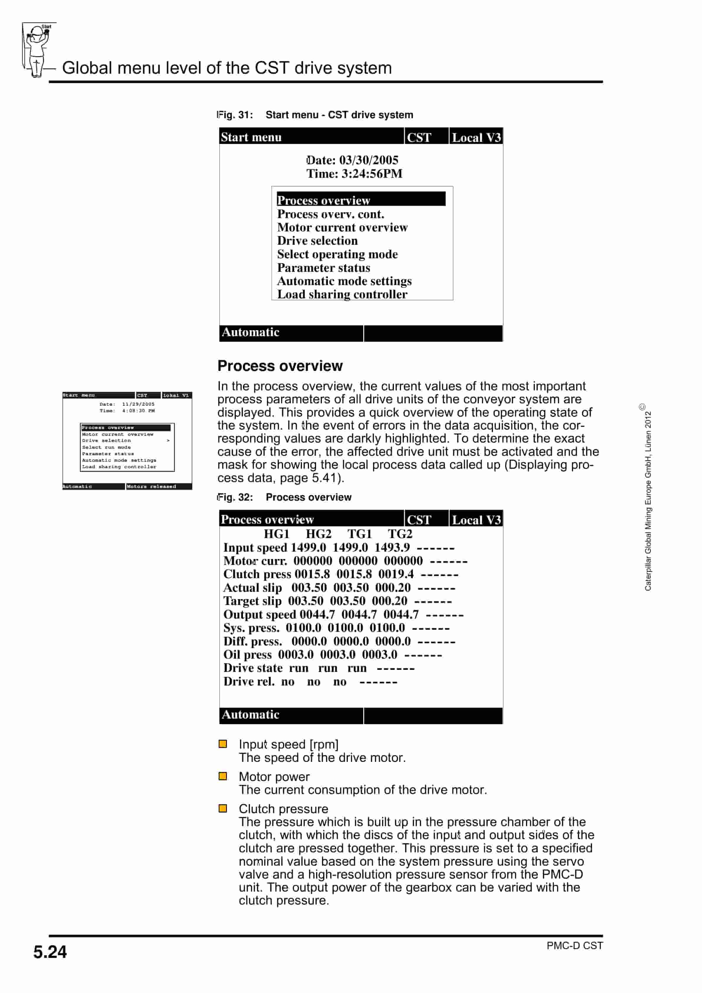 Caterpillar PMC Drive Control System - Conveyor With CST Gearbox Operating Manual 1999 001 009 BA 00-2