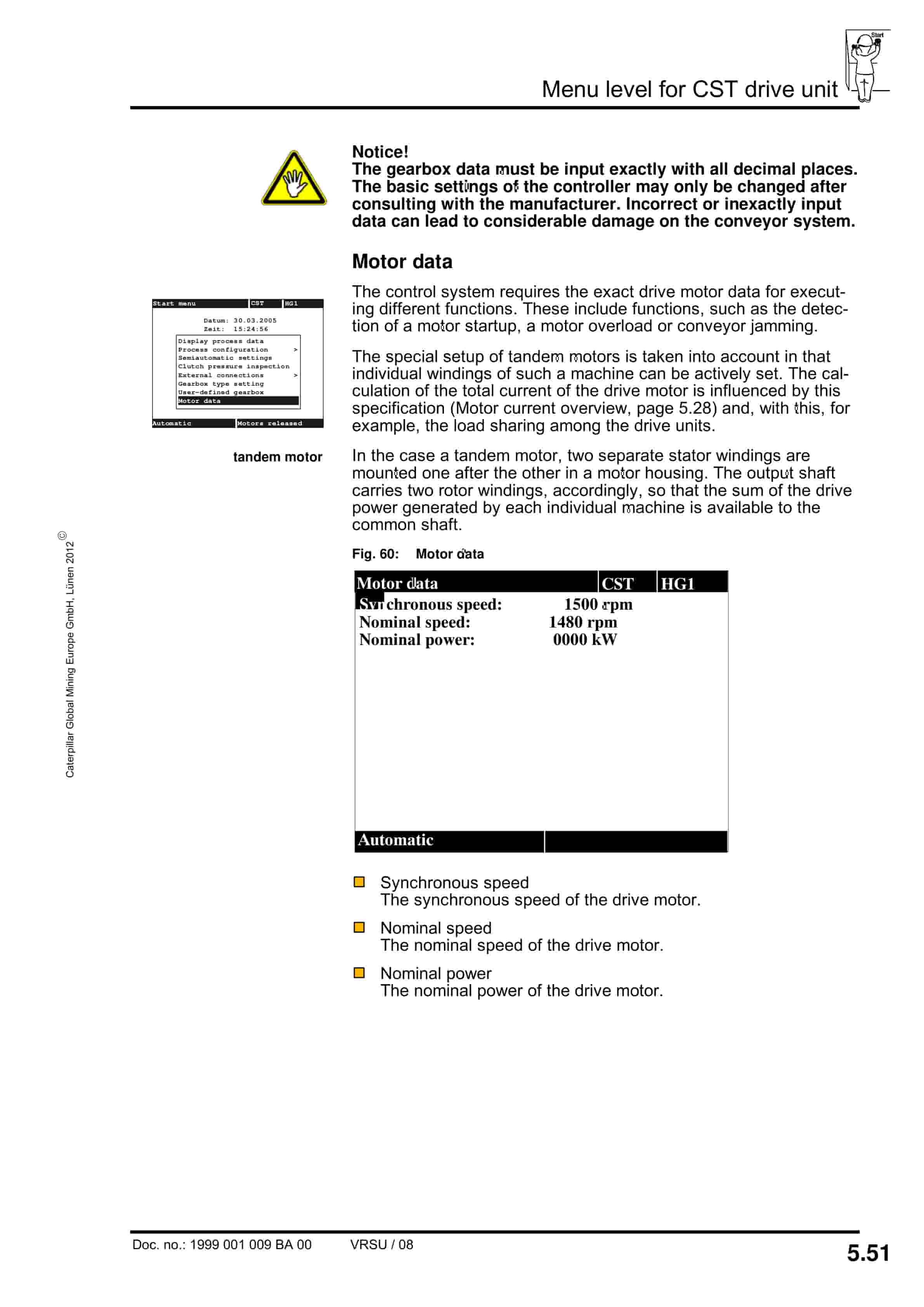 Caterpillar PMC Drive Control System - Conveyor With CST Gearbox Operating Manual 1999 001 009 BA 00-4