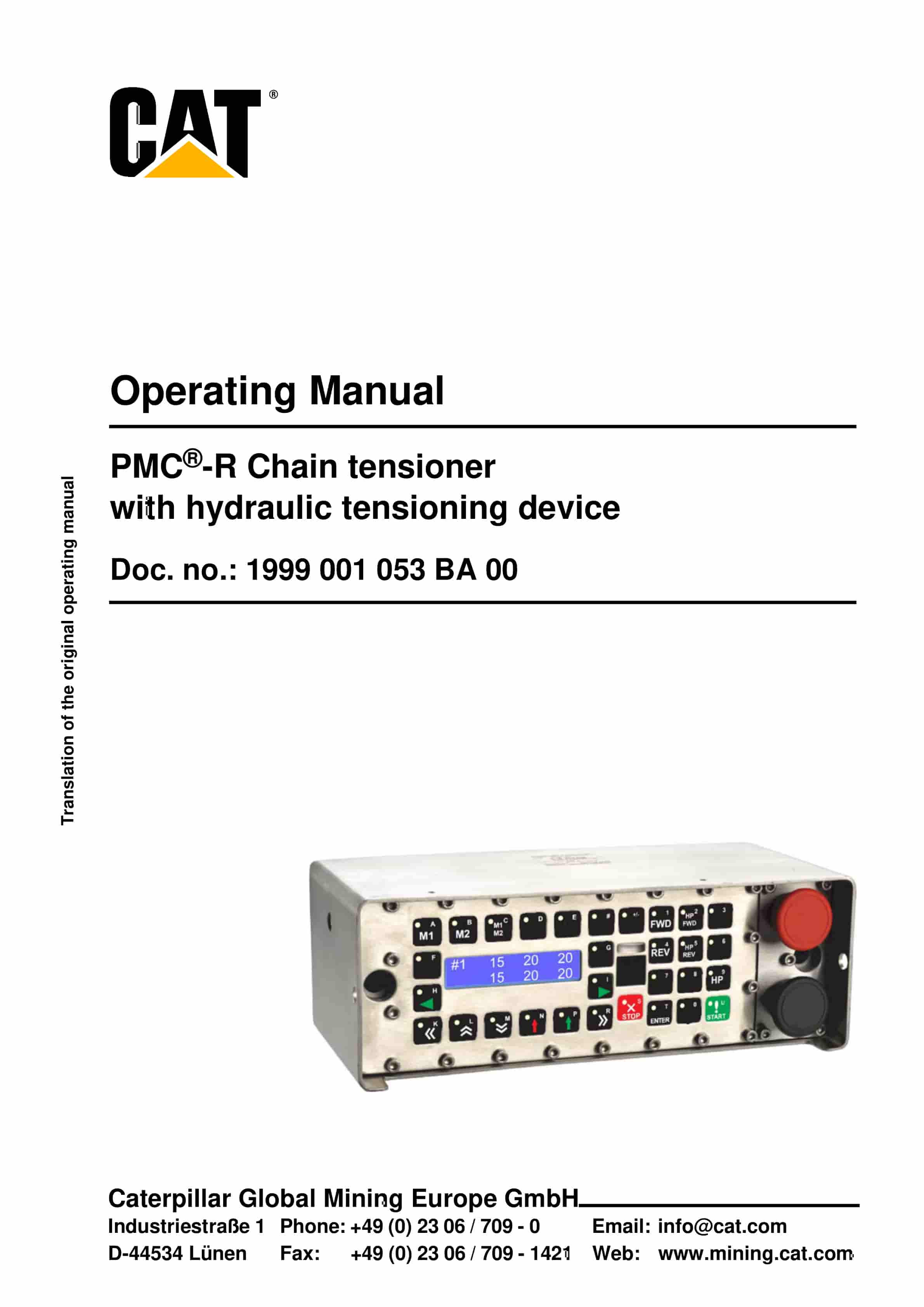 Caterpillar PMC-R Chain Tensioner With Hydraulic Tensioning Device Operating Manual 1999 001 053 BA 00 1 Caterpillar PMC-R Chain Tensioner With Hydraulic Tensioning Device Operating Manual 1999 001 053 BA 00