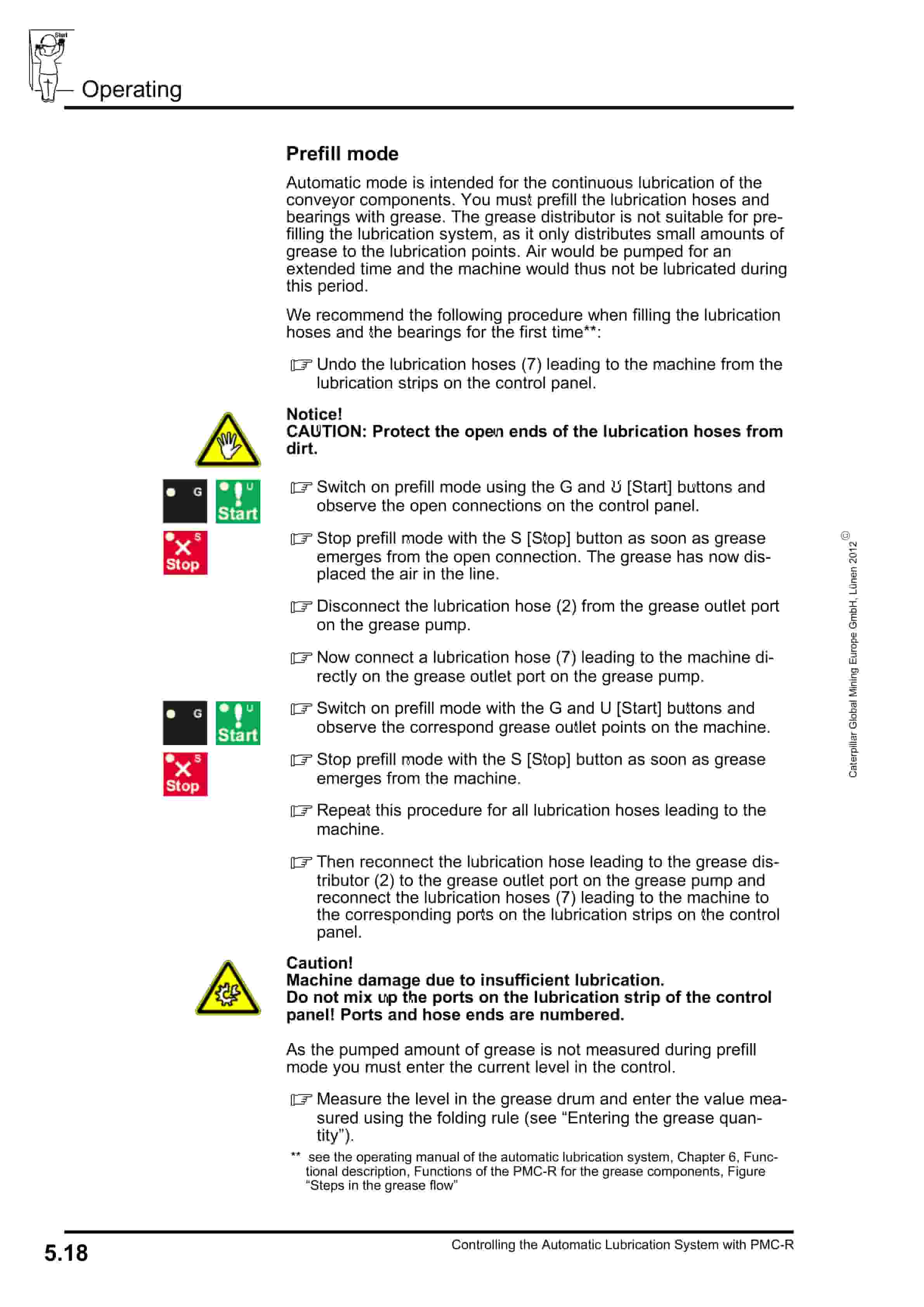 Caterpillar PMC System Controlling The Automatic Lubrication System Operating Manual 1999 001 033 BA 00-2