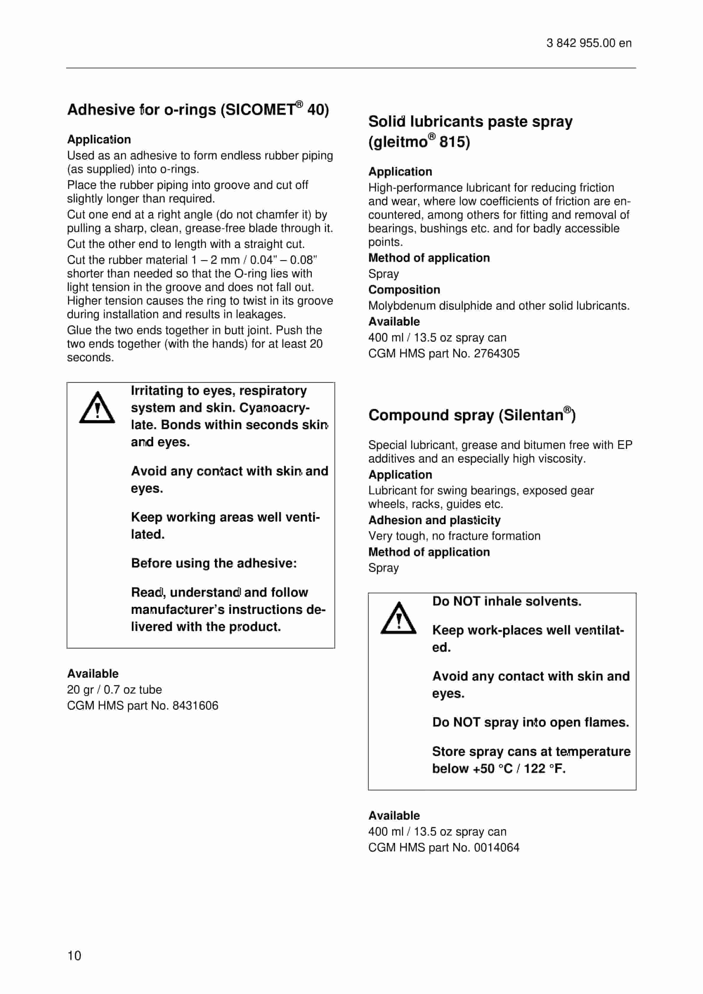 Caterpillar Sealing, Protective, Testing And Cleaning Agents Service Manual 3842955-3