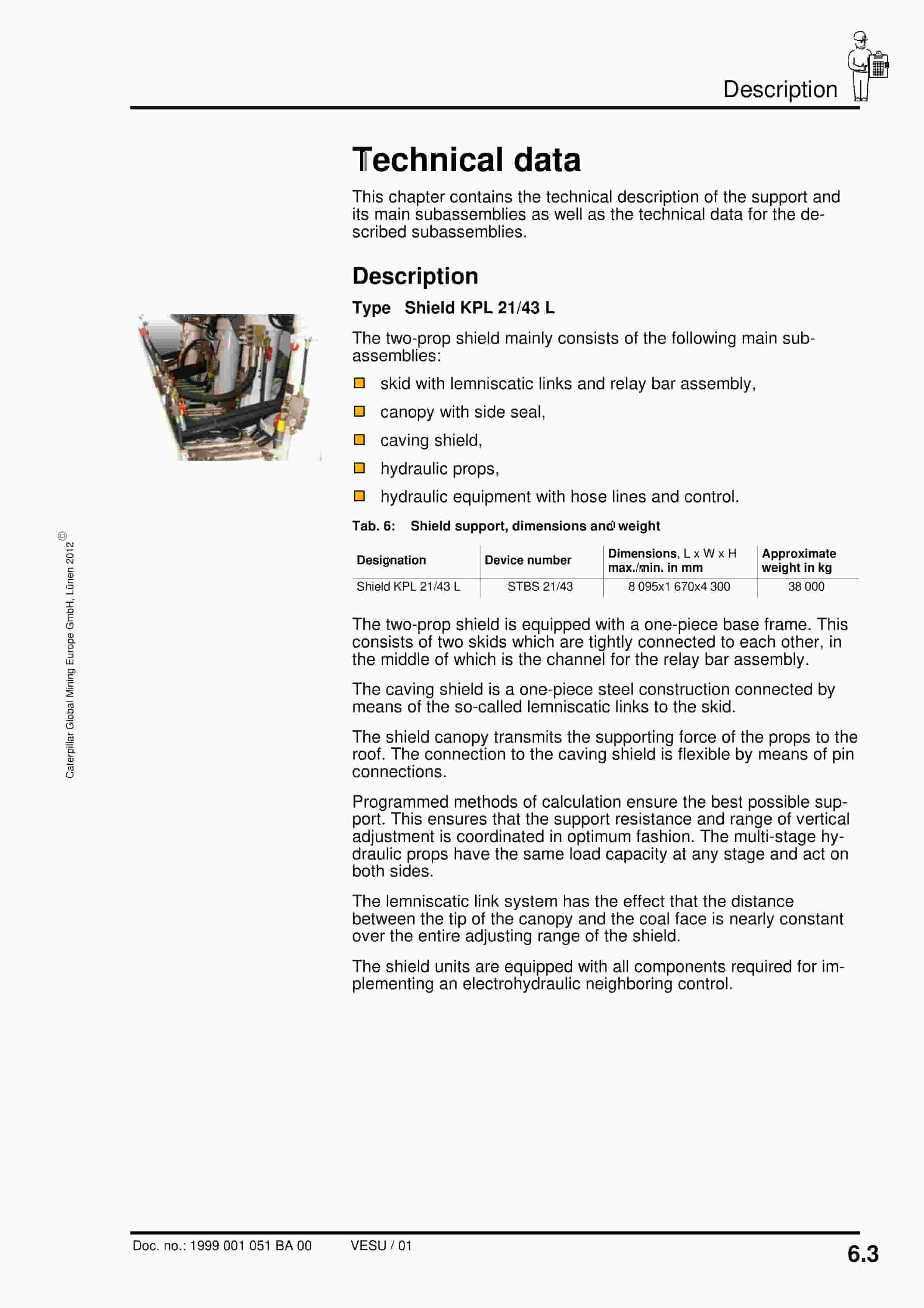 Caterpillar Shield Support End Shield 21-43L Operating Manual 1999 001 051 BA 00-3