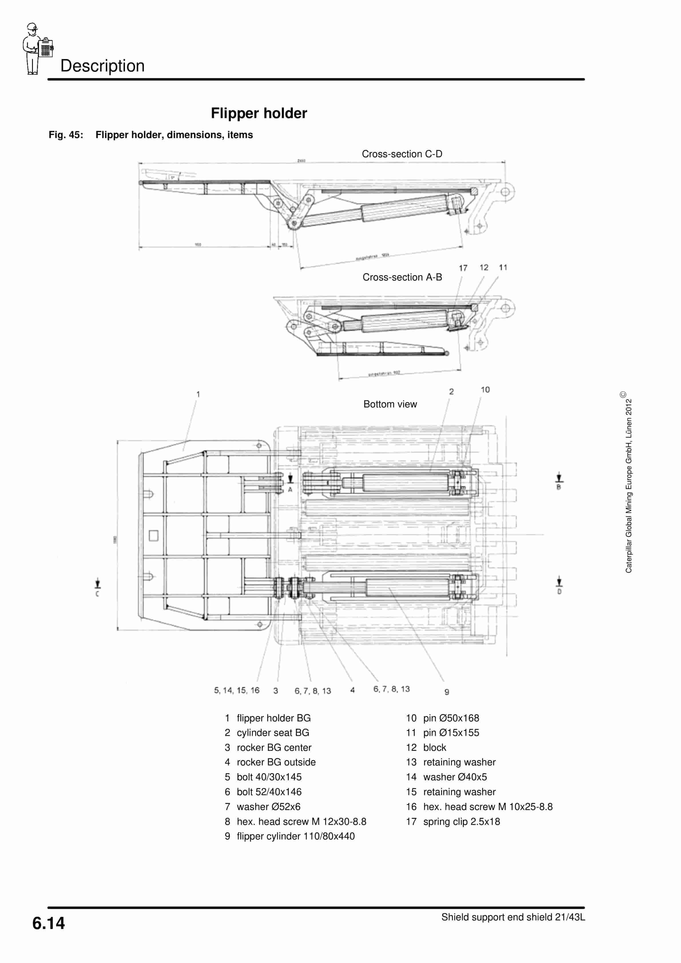 Caterpillar Shield Support End Shield 21-43L Operating Manual 1999 001 051 BA 00-4