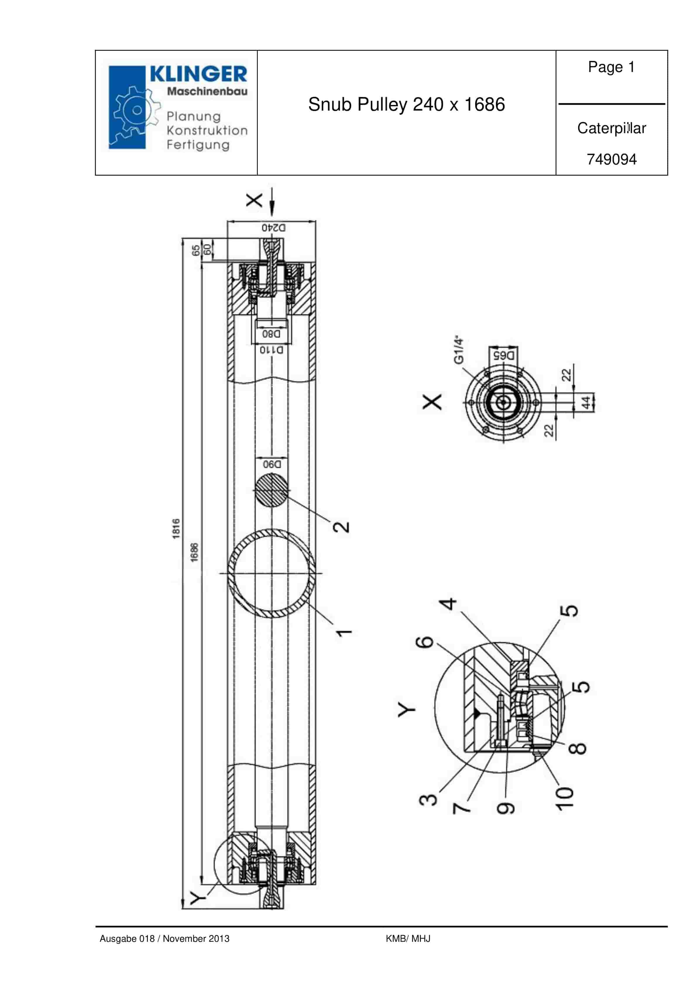 Caterpillar Snub Pulley 240 x 1686 Service Parts List 749094 1 Caterpillar Snub Pulley 240 x 1686 Service Parts List 749094
