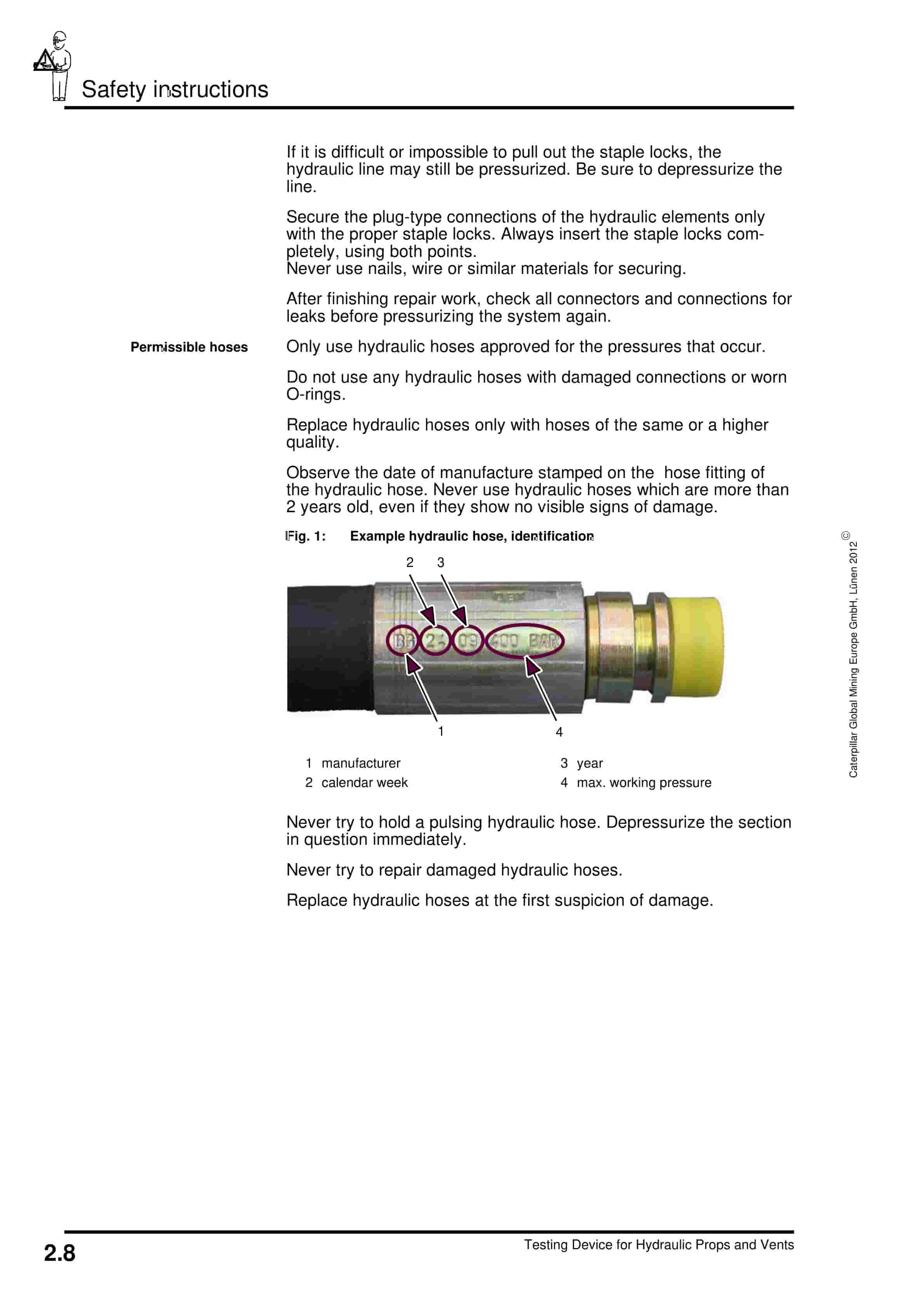Caterpillar Testing Device For Hydraulic Props And Vents Operating Manual 6819 070 000 BA 00-2