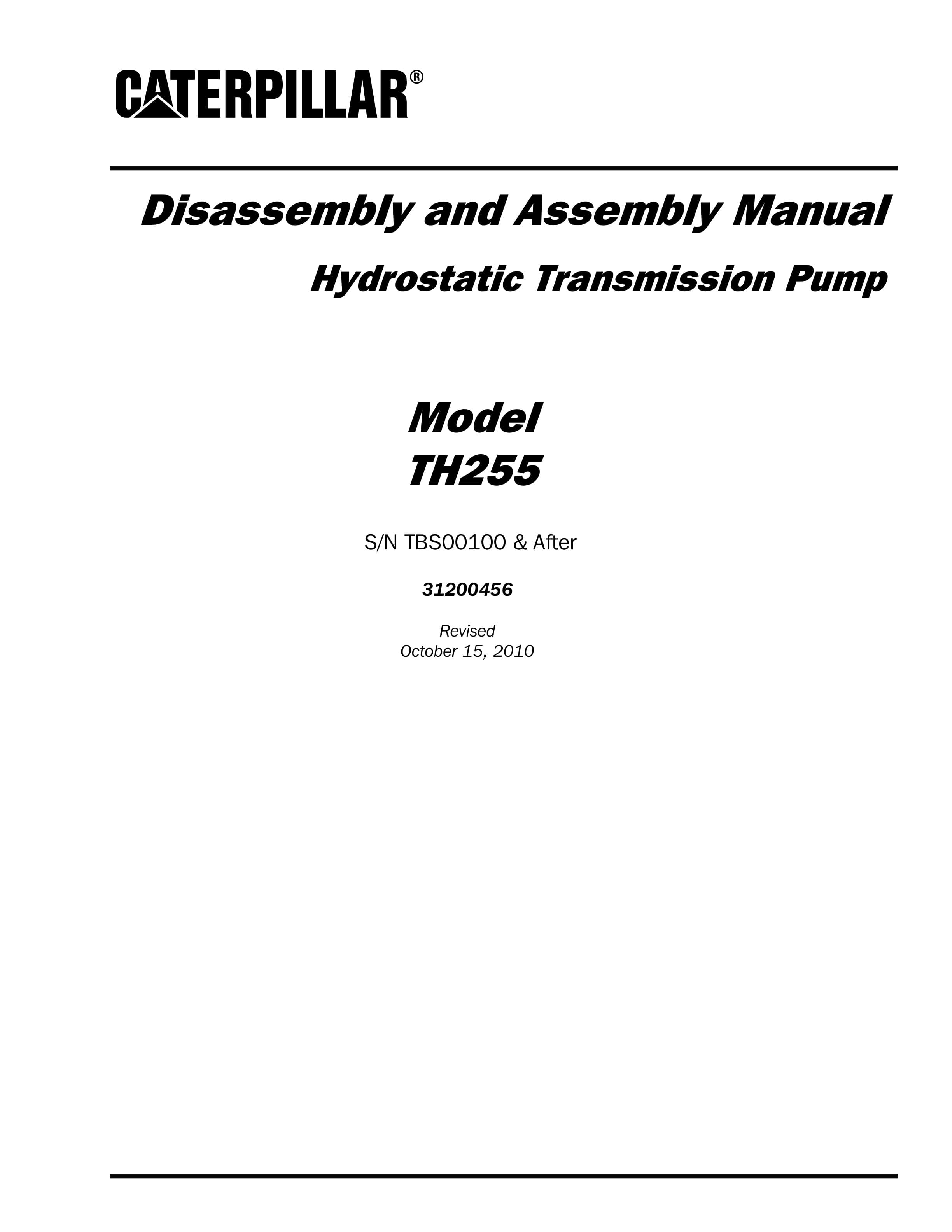 Caterpillar TH255 Disassembly And Assembly Manual 31200456 1 Caterpillar TH255 Disassembly And Assembly Manual 31200456