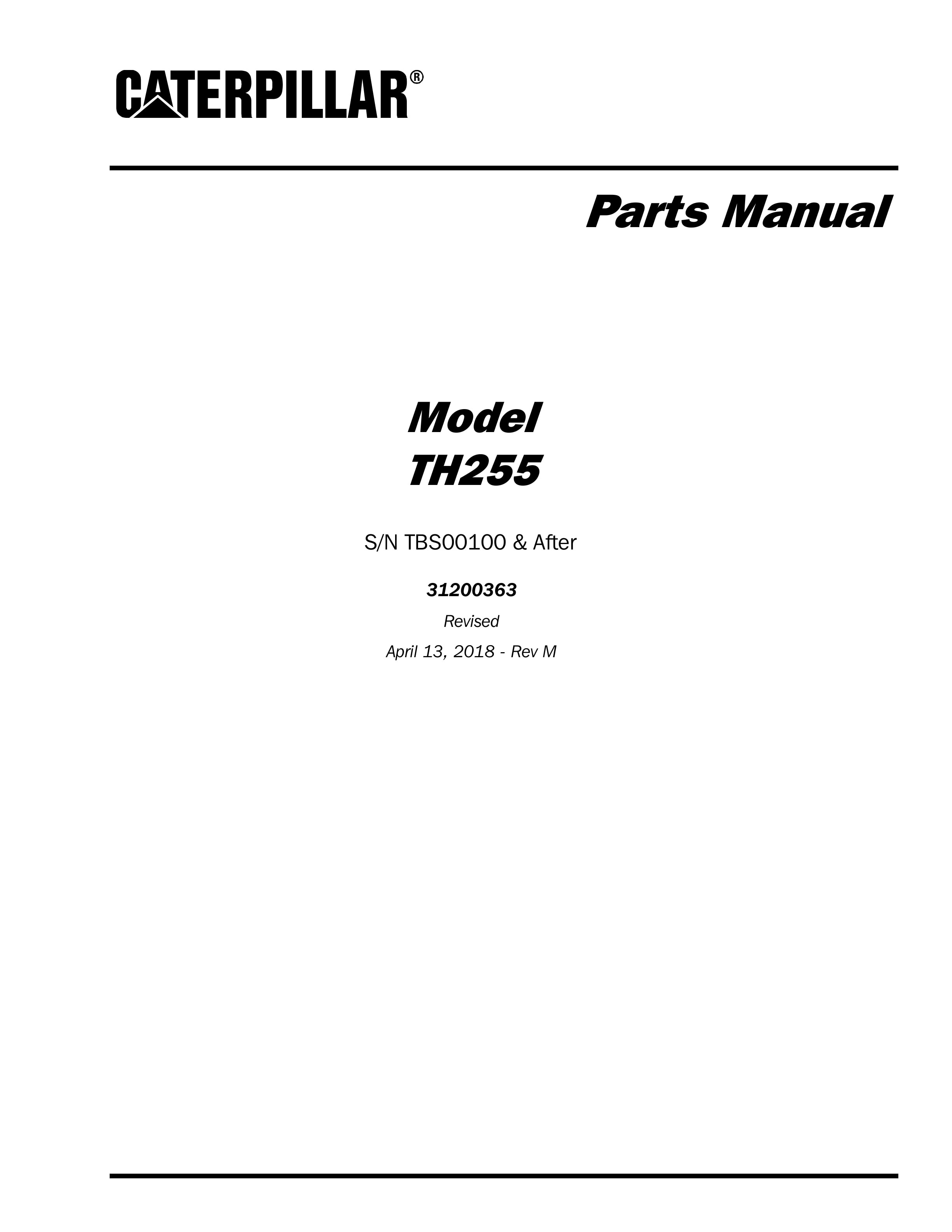 Caterpillar TH255 Parts Manual 31200363 1 Caterpillar TH255 Parts Manual 31200363