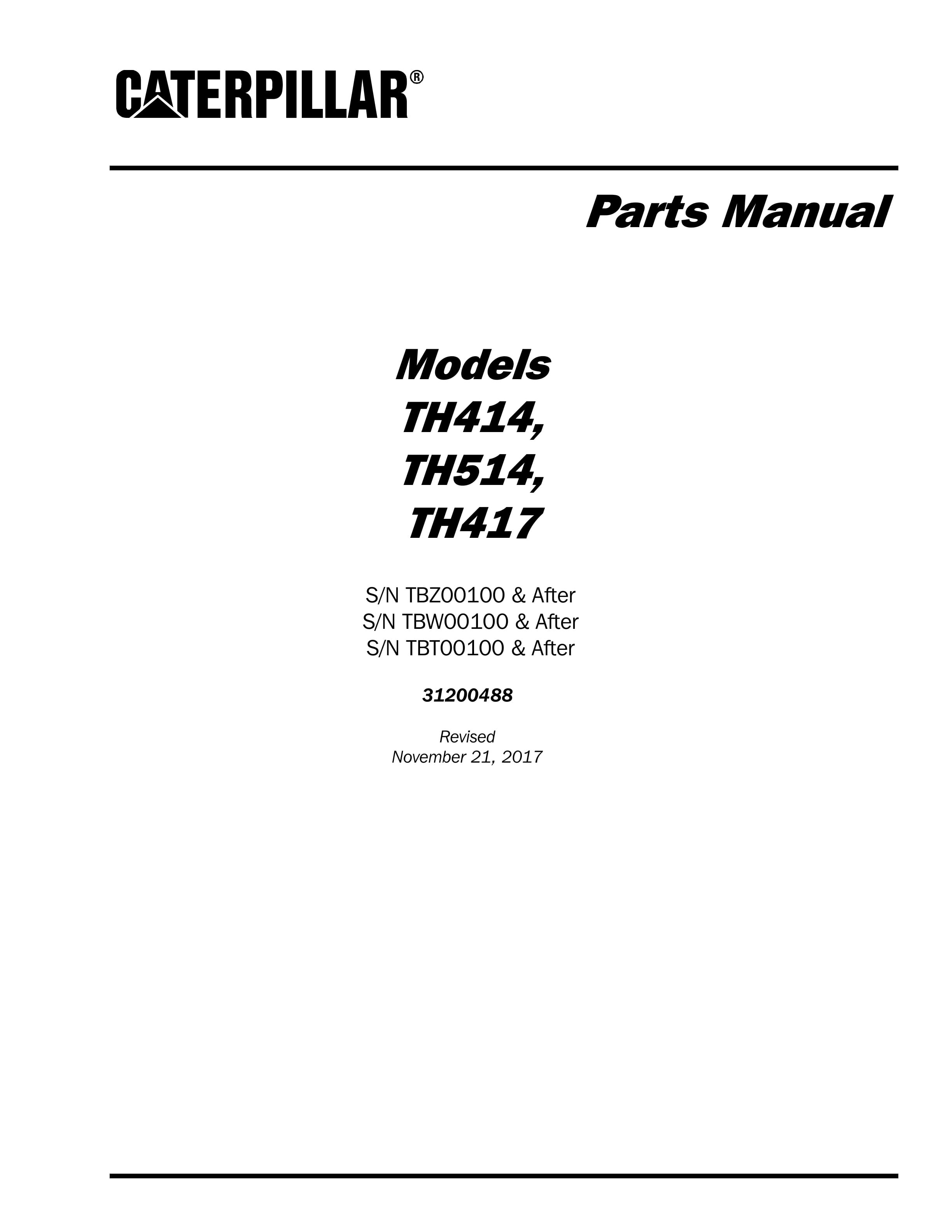 Caterpillar TH414, TH514, TH417 Parts Manual 31200488