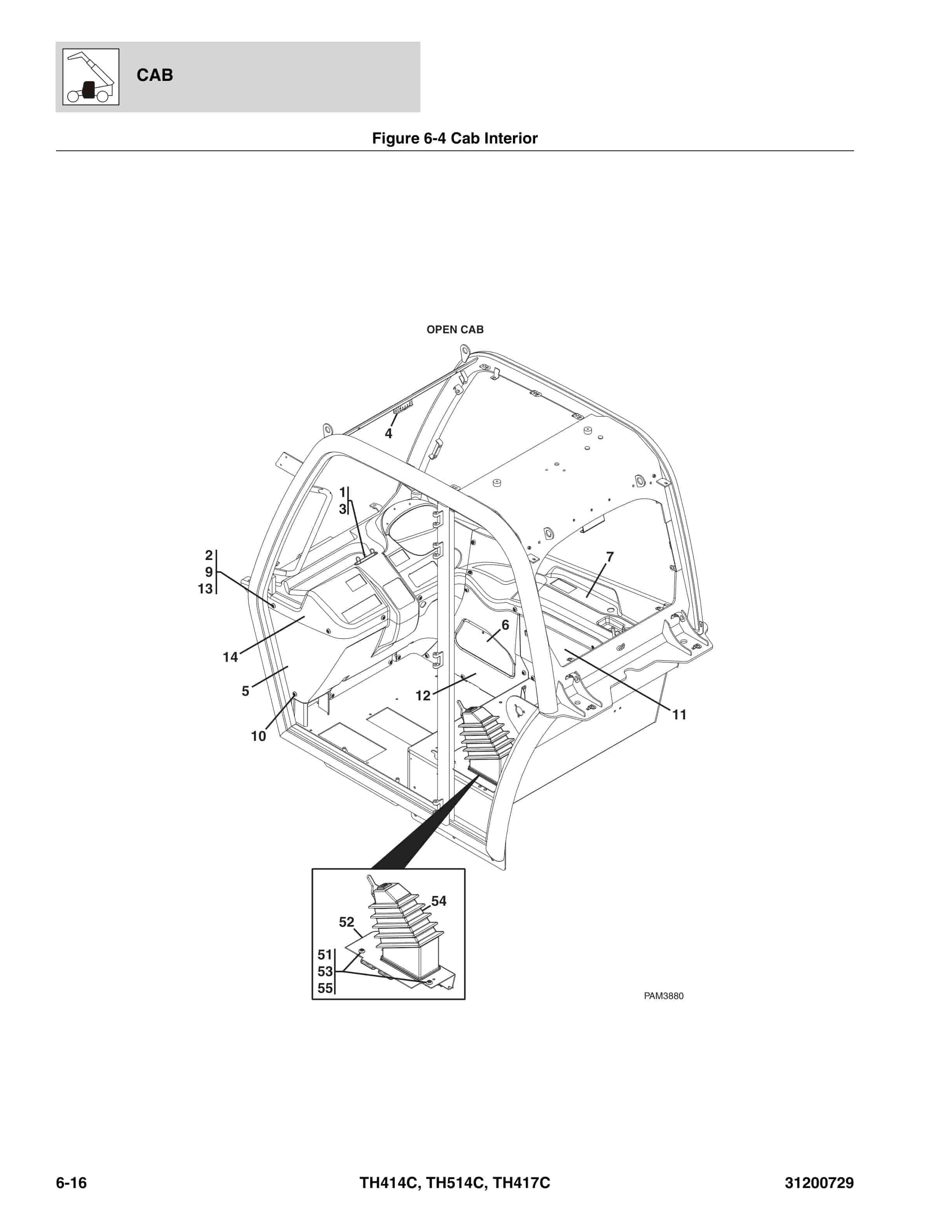 Alternative view of Caterpillar TH414C, TH514C, TH417C Parts Manual 31200729