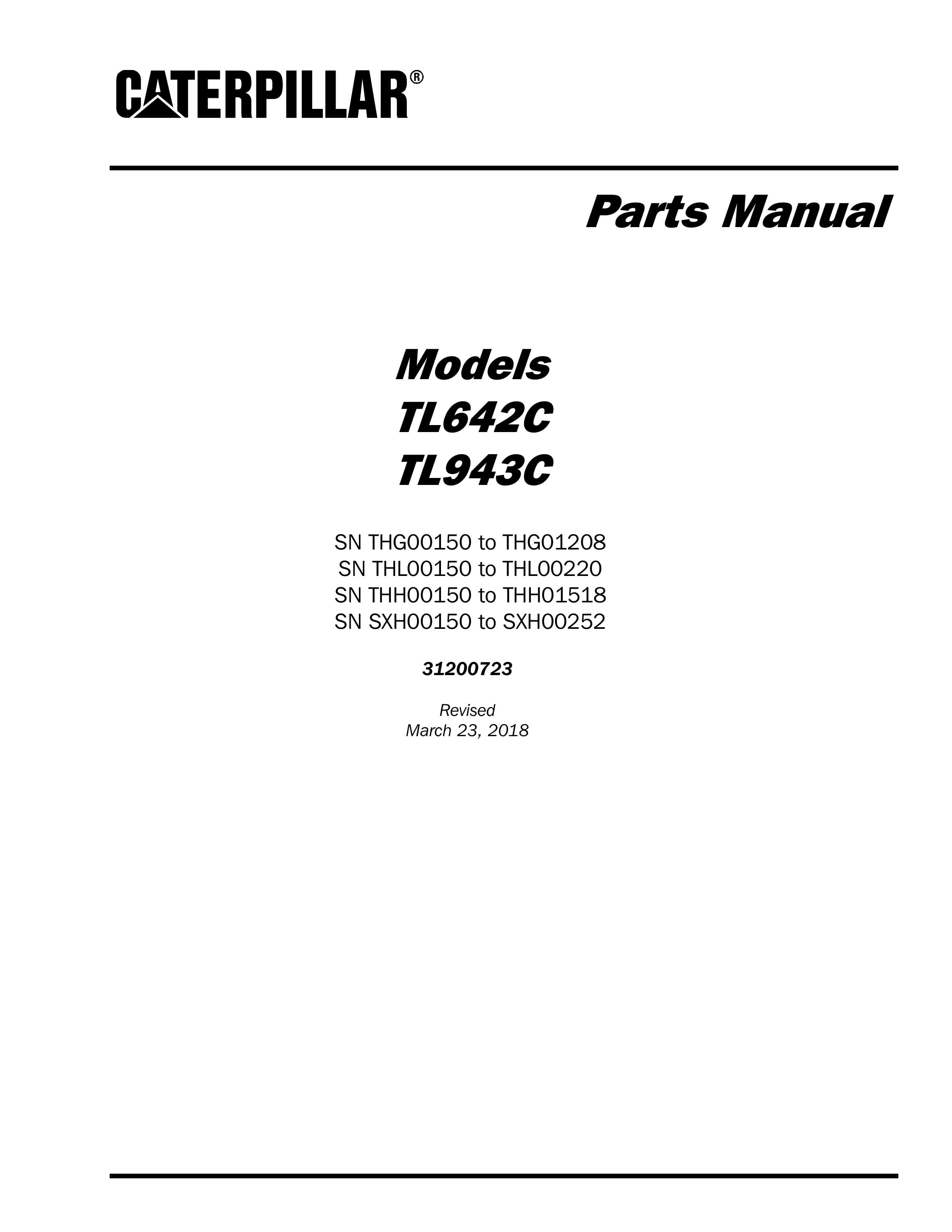 Caterpillar TL642C, TL943C Parts Manual 31200723 1 Caterpillar TL642C, TL943C Parts Manual 31200723