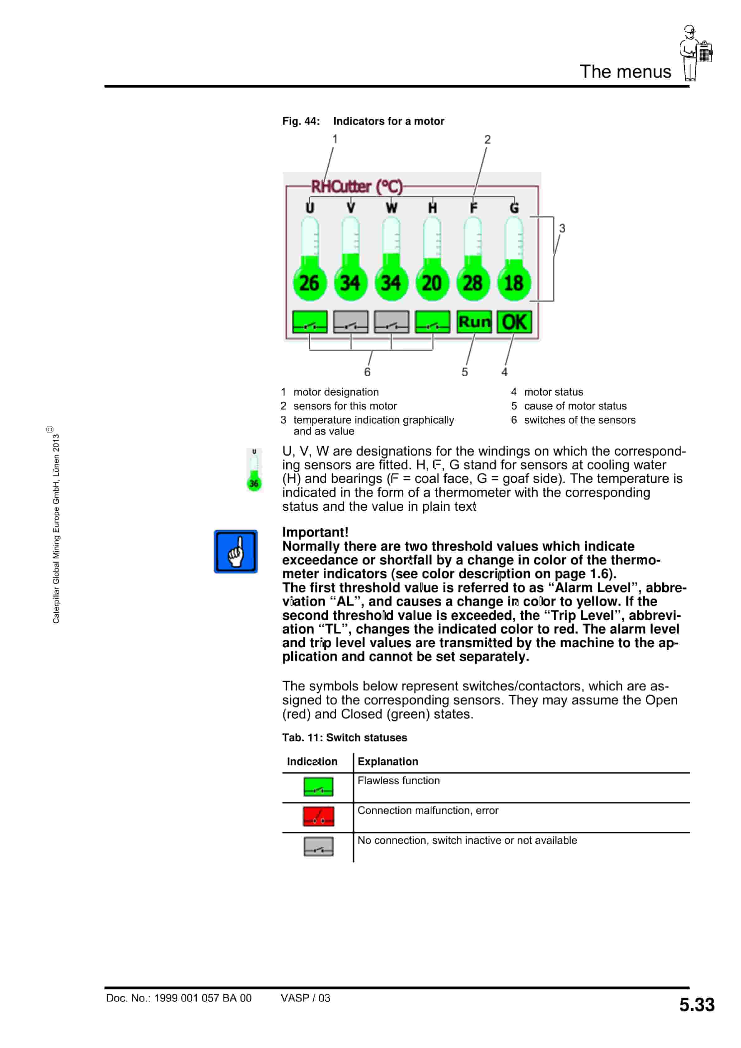 Caterpillar VShearer - Shearer Visualization Ver 10.92 Operating Manual 1999 001 057 BA 00-3