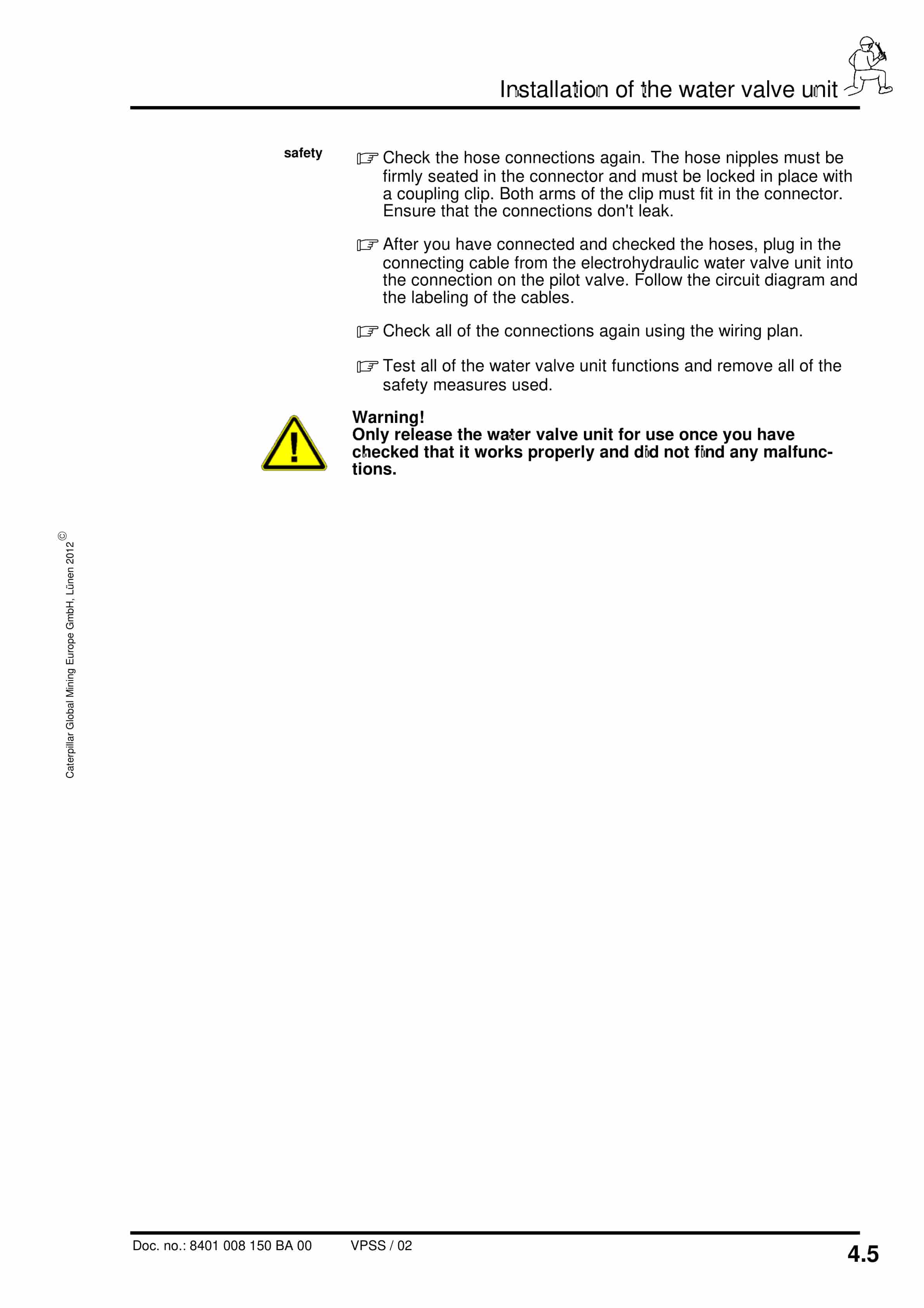 Caterpillar Water Valve Unit, 2 Functions Operating Manual 8401 008 150 BA 00-2