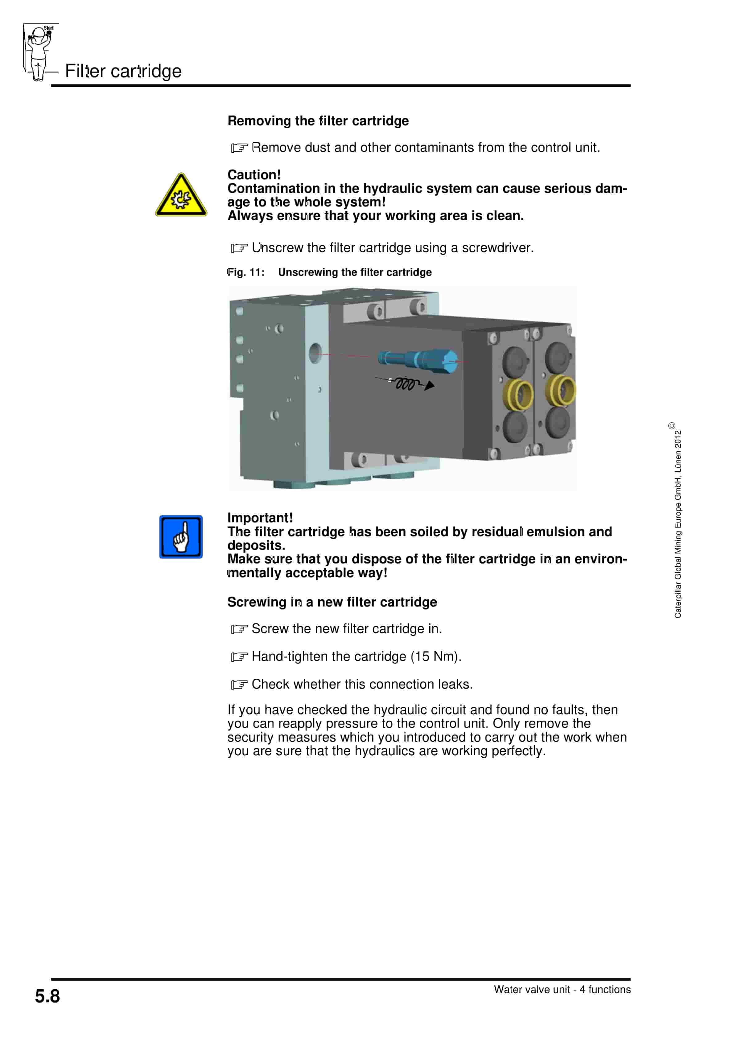 Caterpillar Water Valve Unit, 4 Functions Operating Manual 8401 008 500 BA 00-3