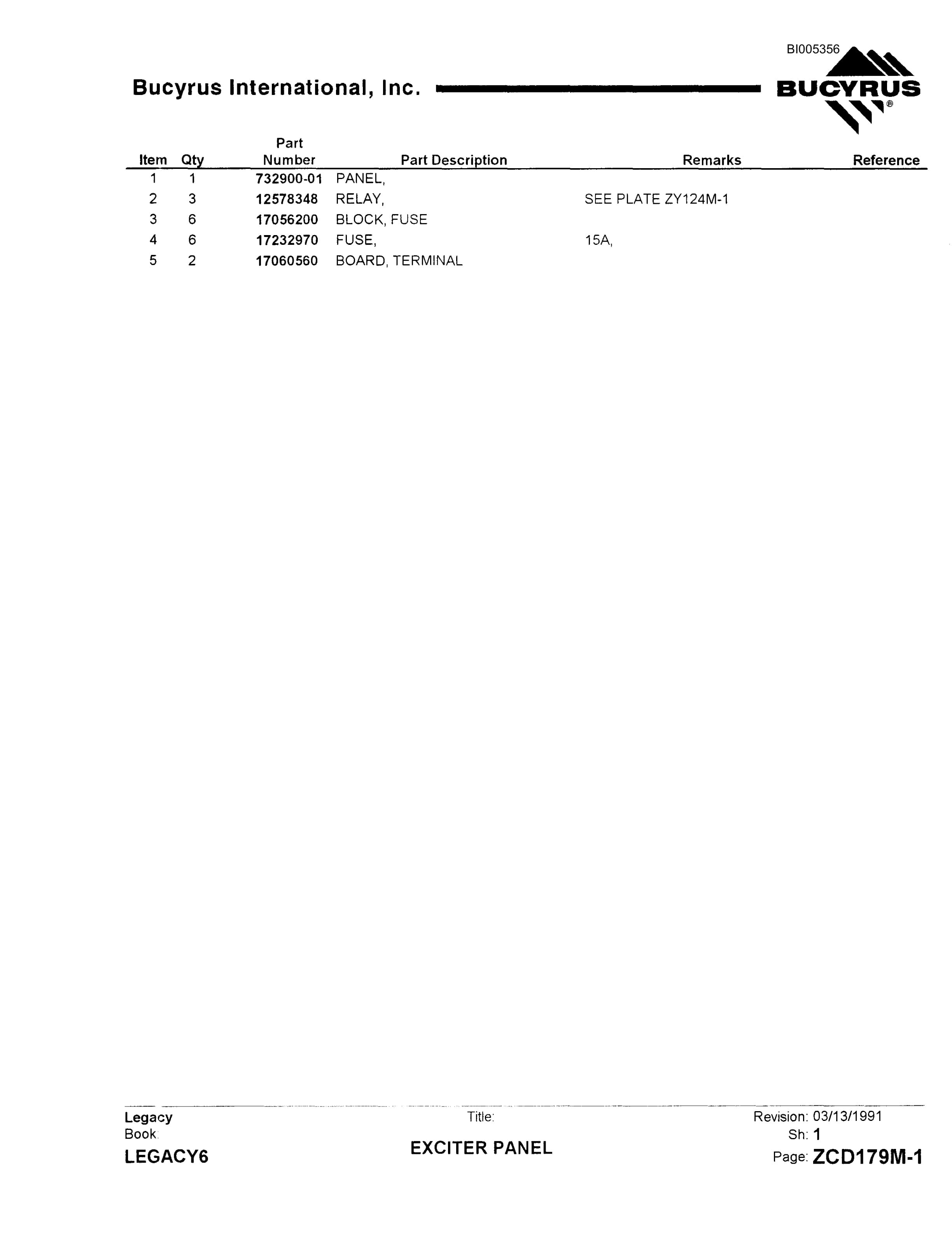 Bucyrus 1260W Dragline Parts Catalog BI005356-4