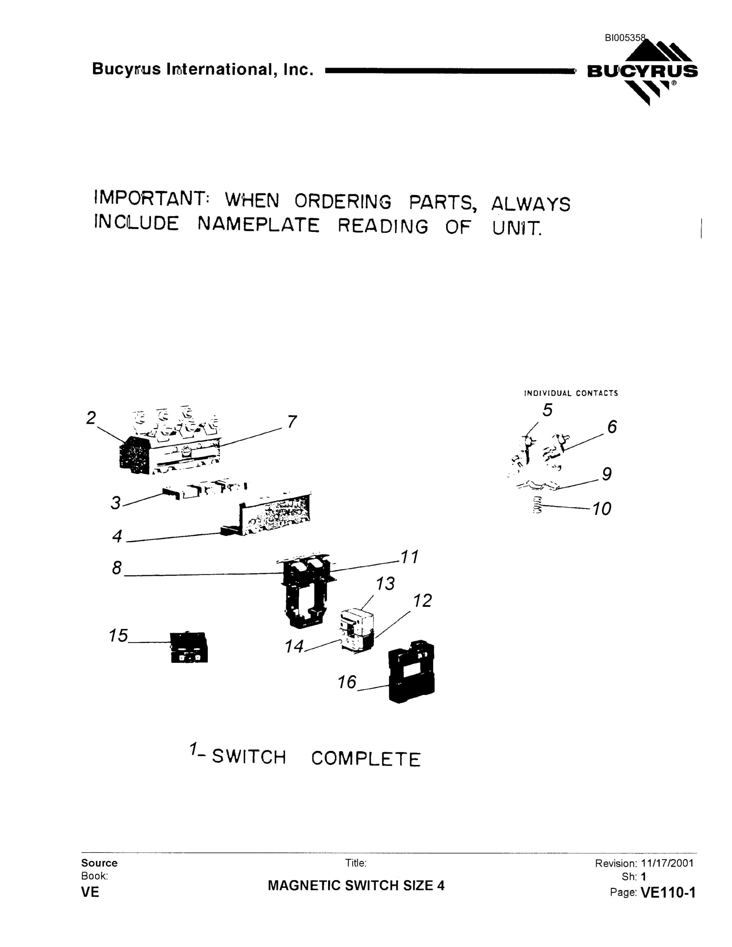 Bucyrus 1260W Dragline Parts Catalog BI005358-5
