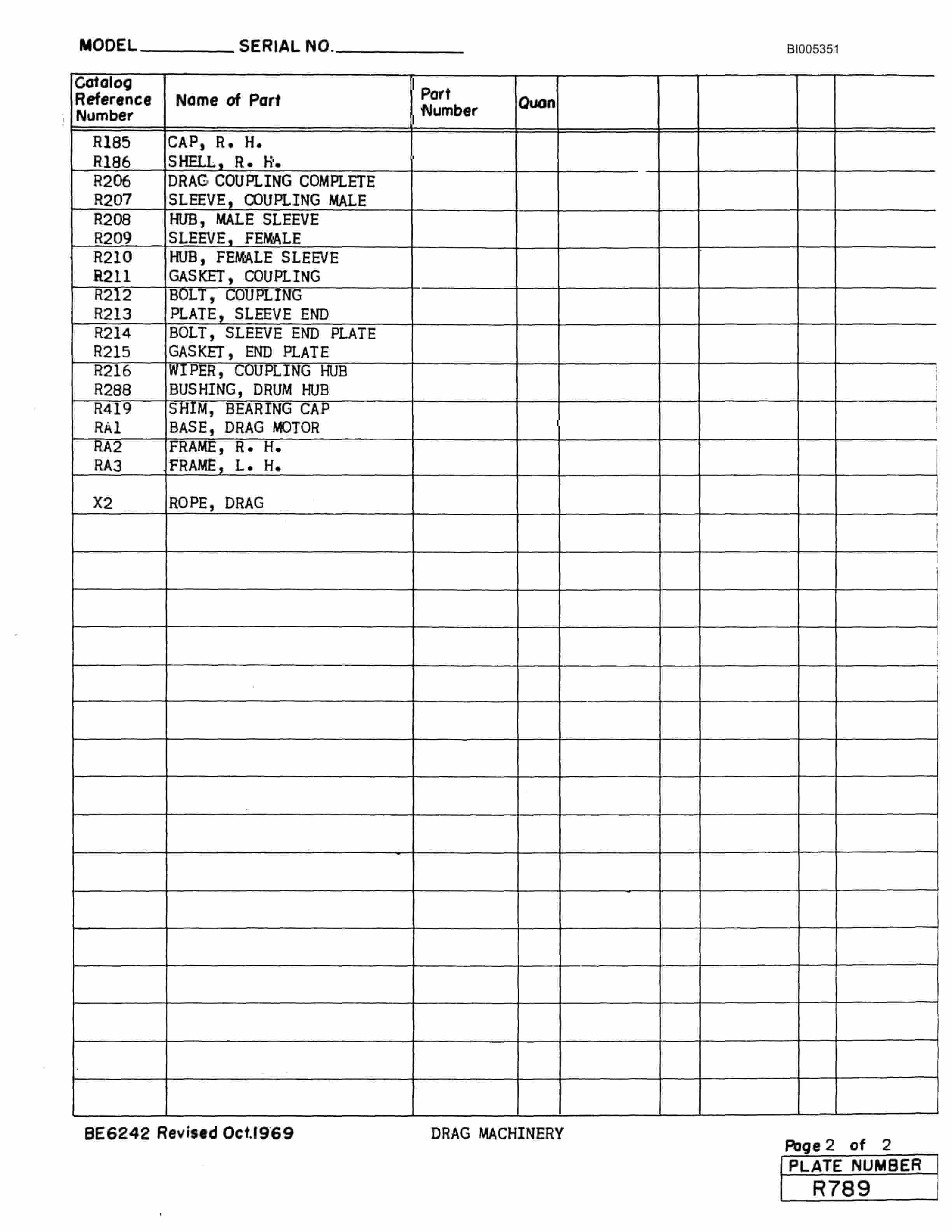 Bucyrus 1260W Parts Catalog BI005351-3