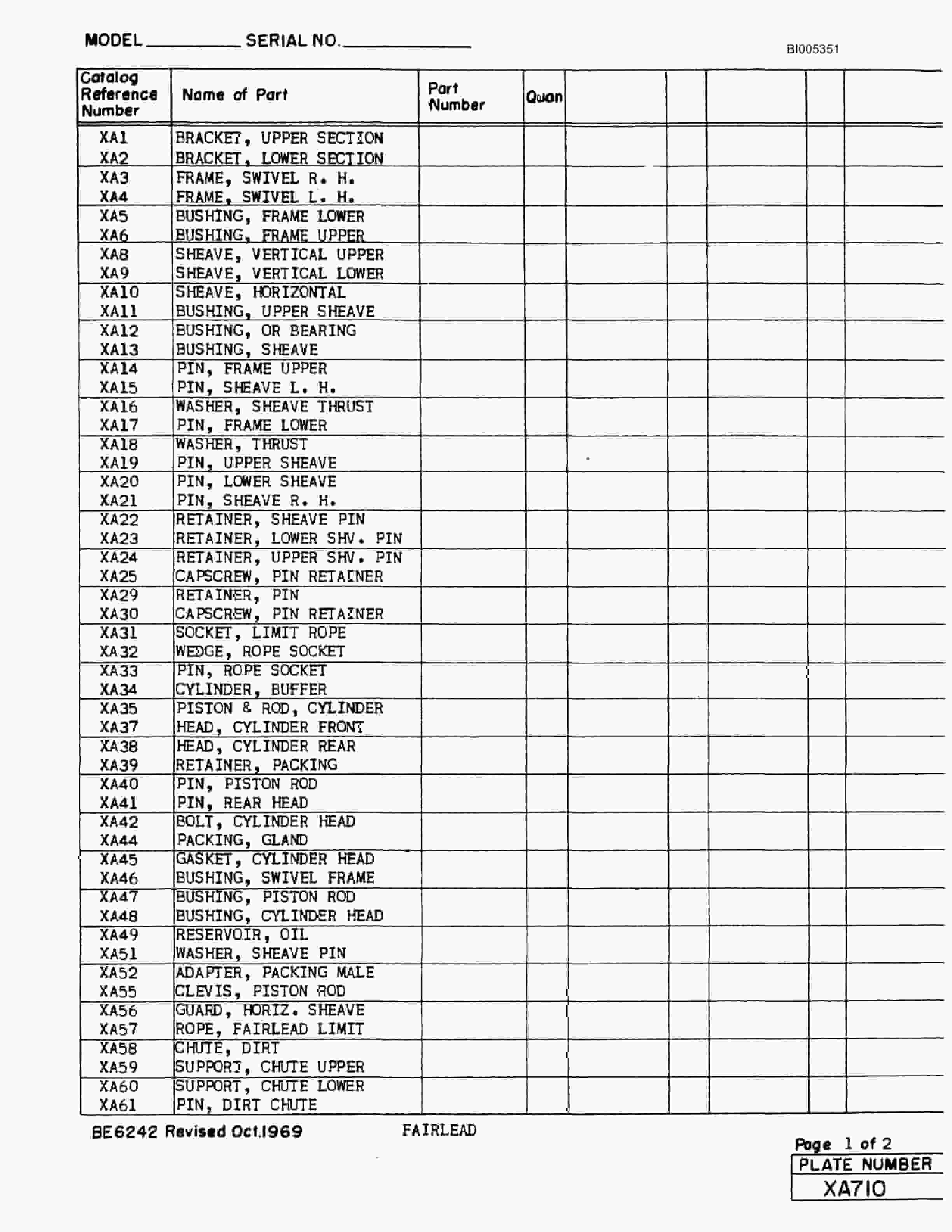 Bucyrus 1260W Parts Catalog BI005351-4