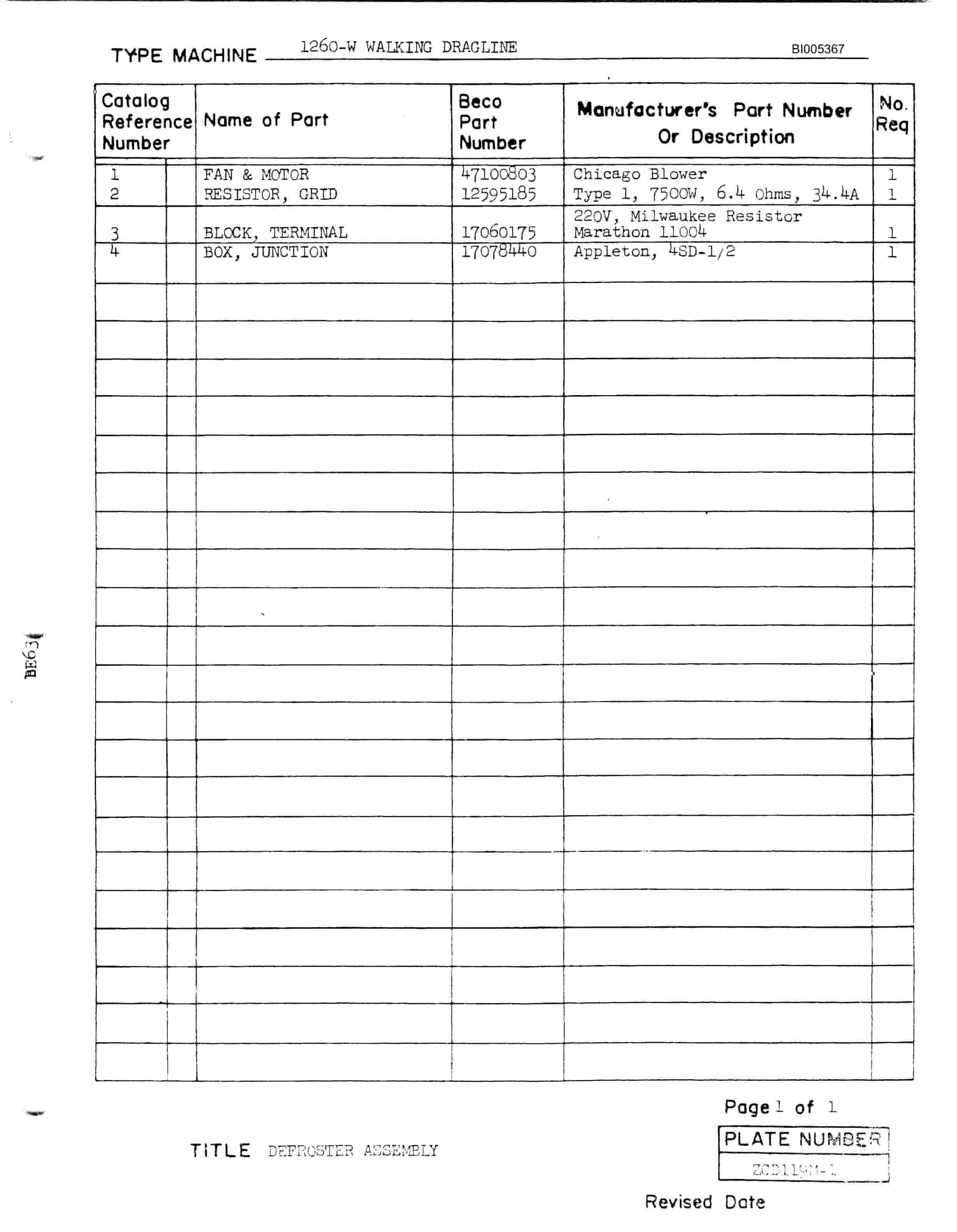 Bucyrus 1260W Parts Catalog BI005367-4
