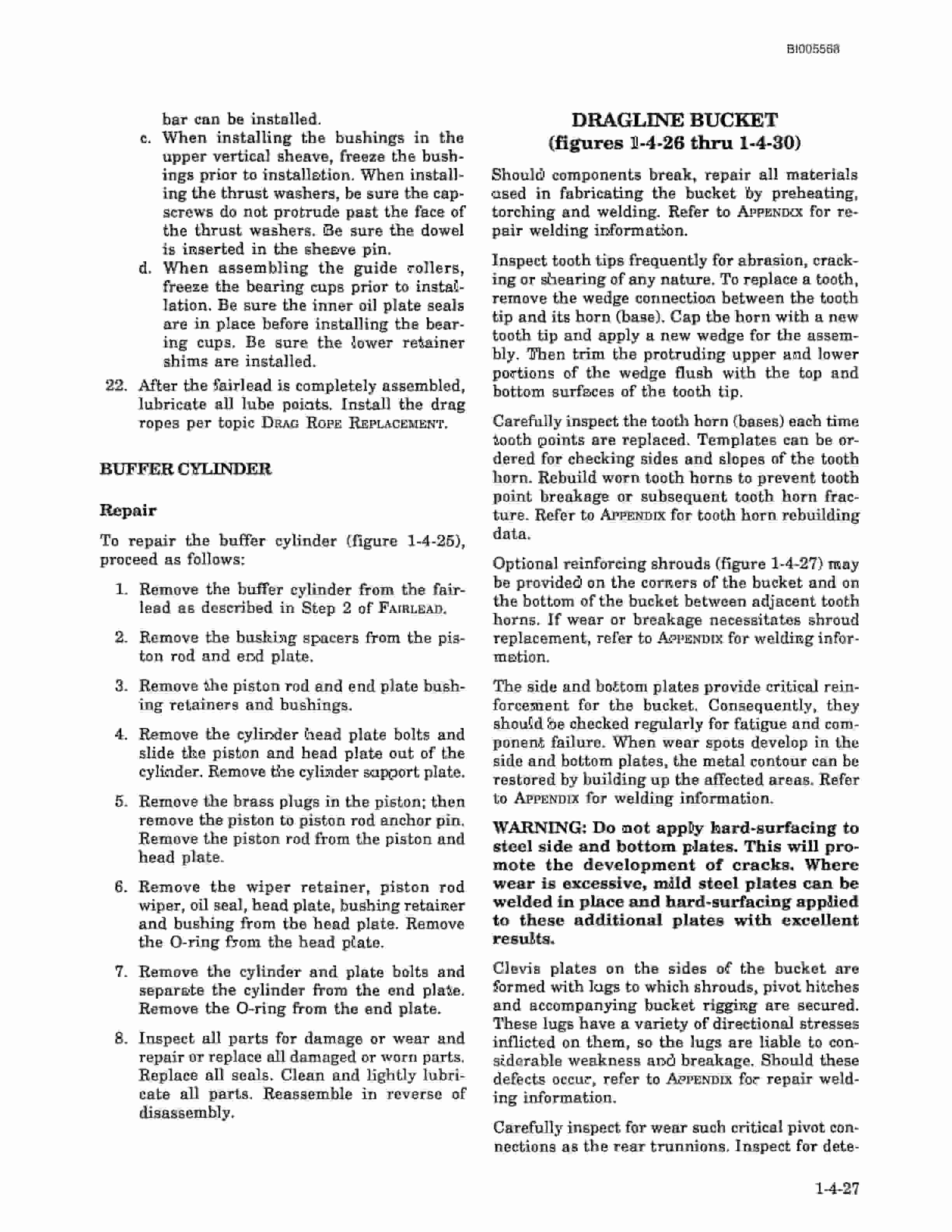 Bucyrus 1260W Walking Dragline Technical Manual BI005568-2