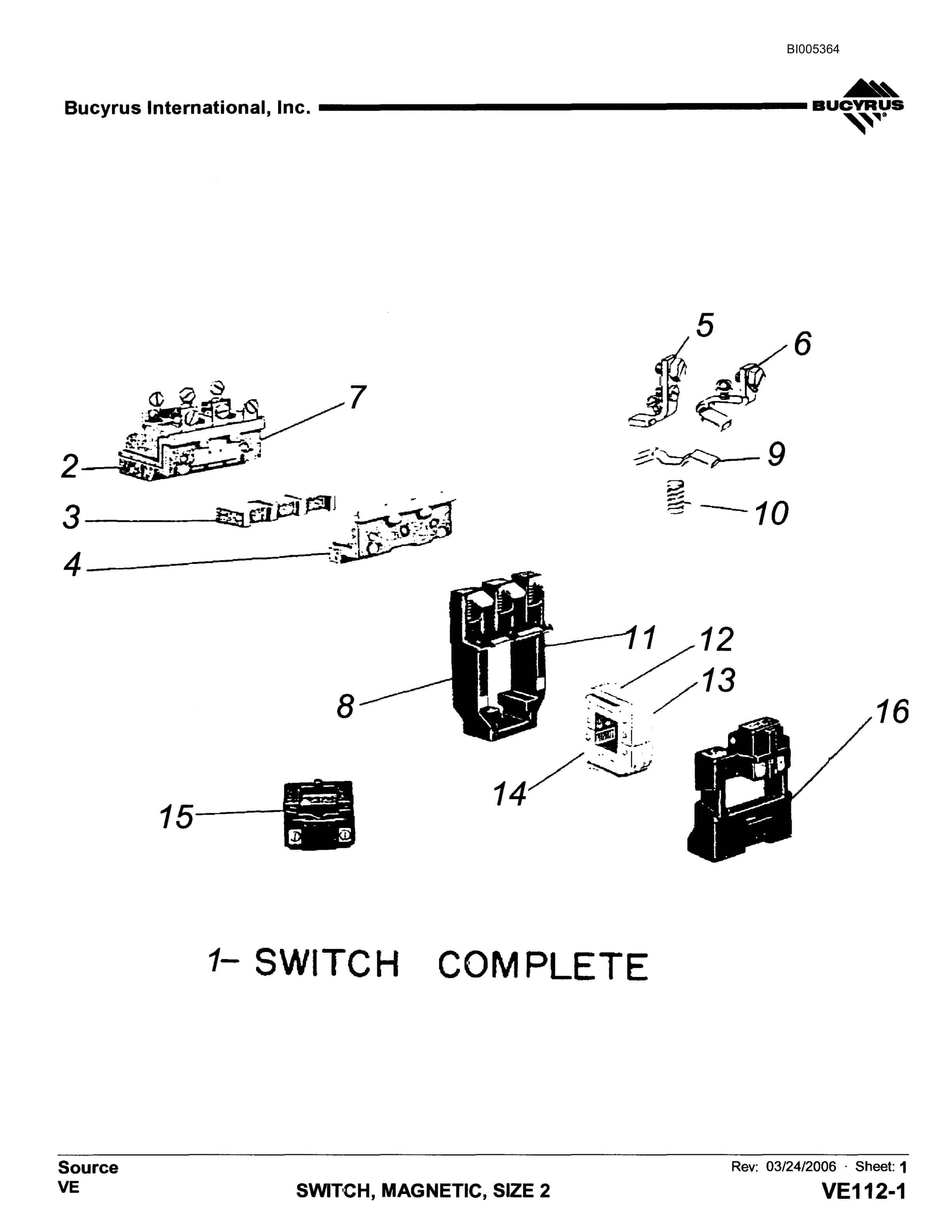 Bucyrus 1300W Parts Catalog BI005364-5