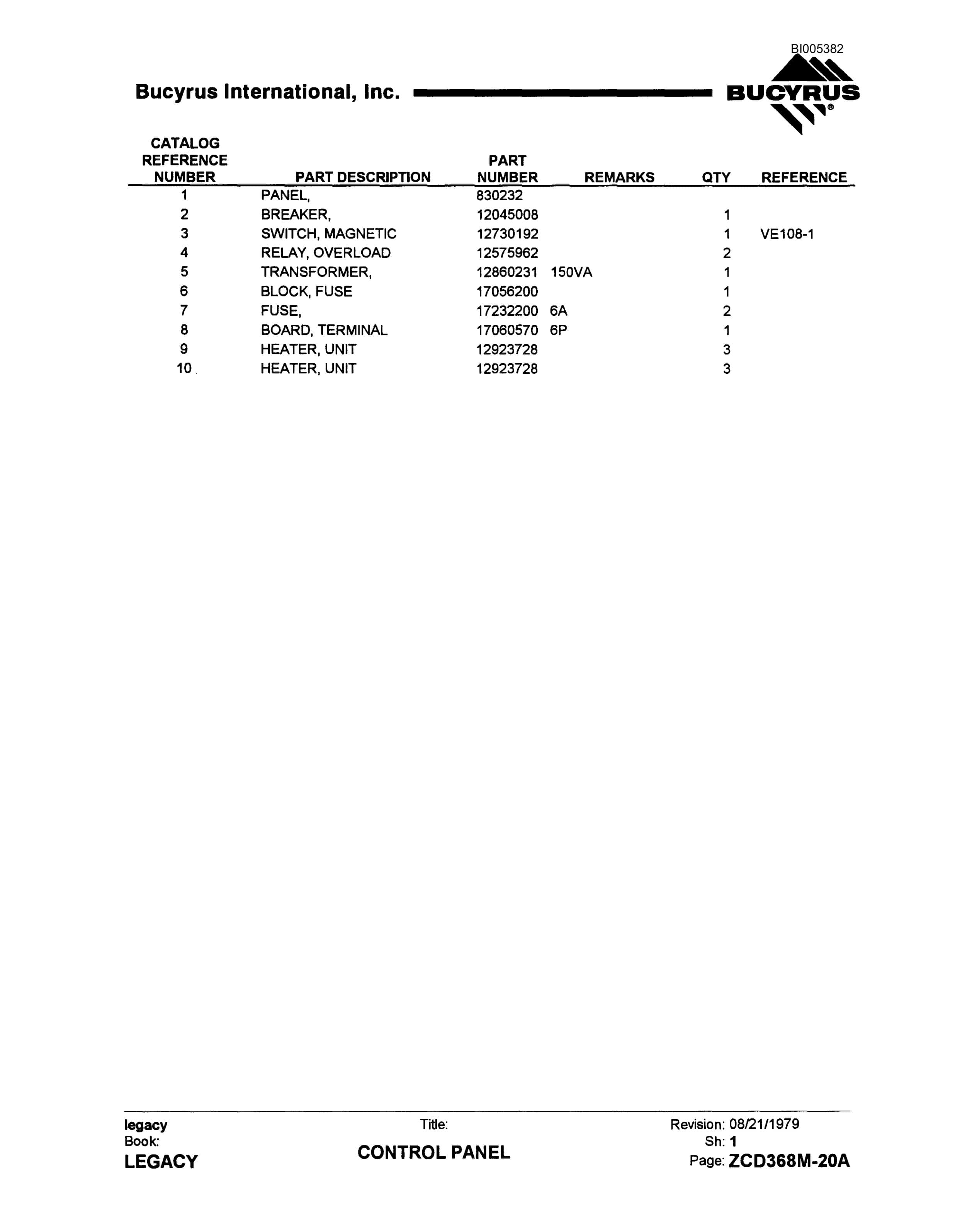 Bucyrus 1370W Dragline Parts Catalog BI005382-3